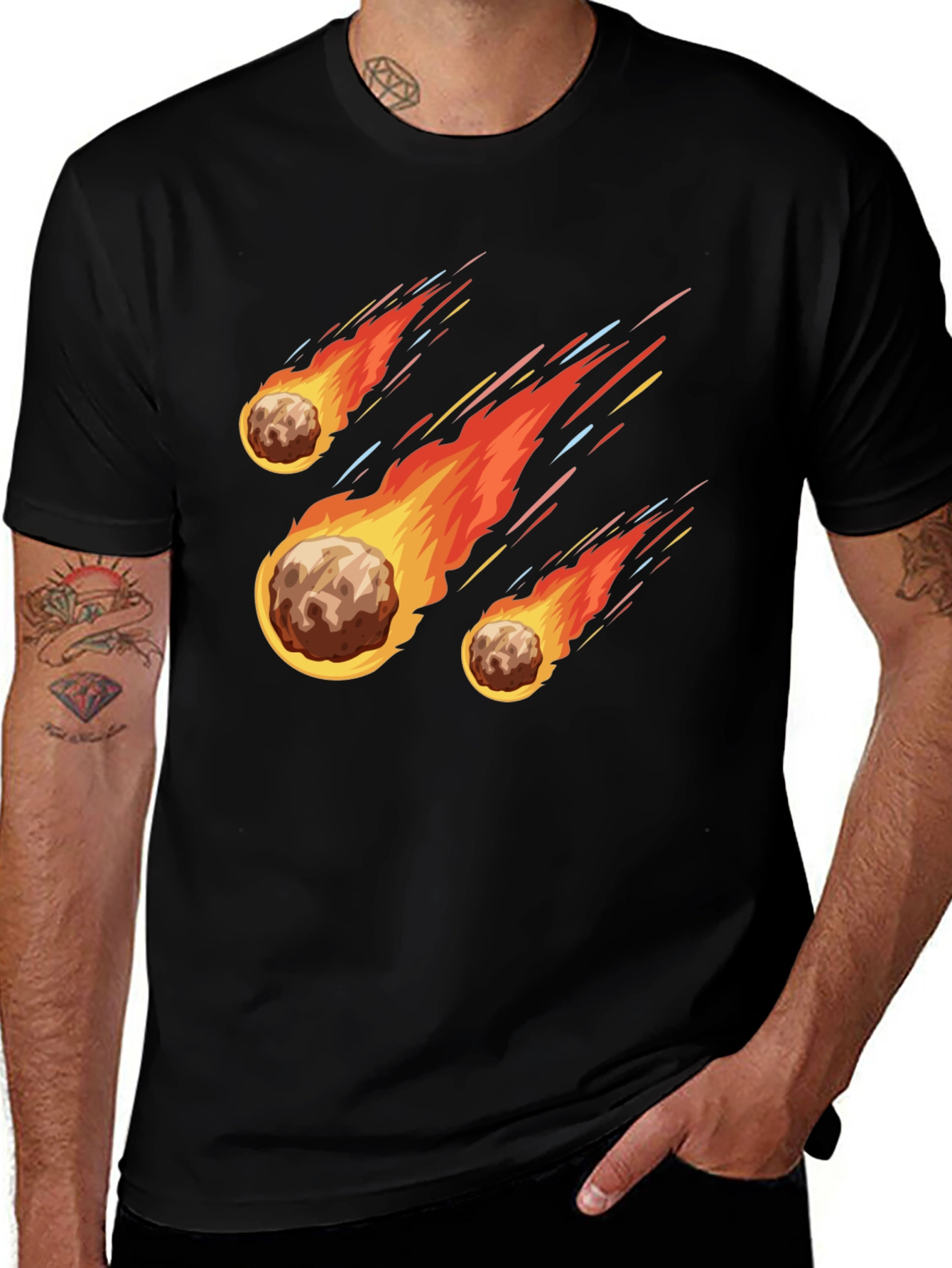 Meteor Shower Graphic Black T-Shirt