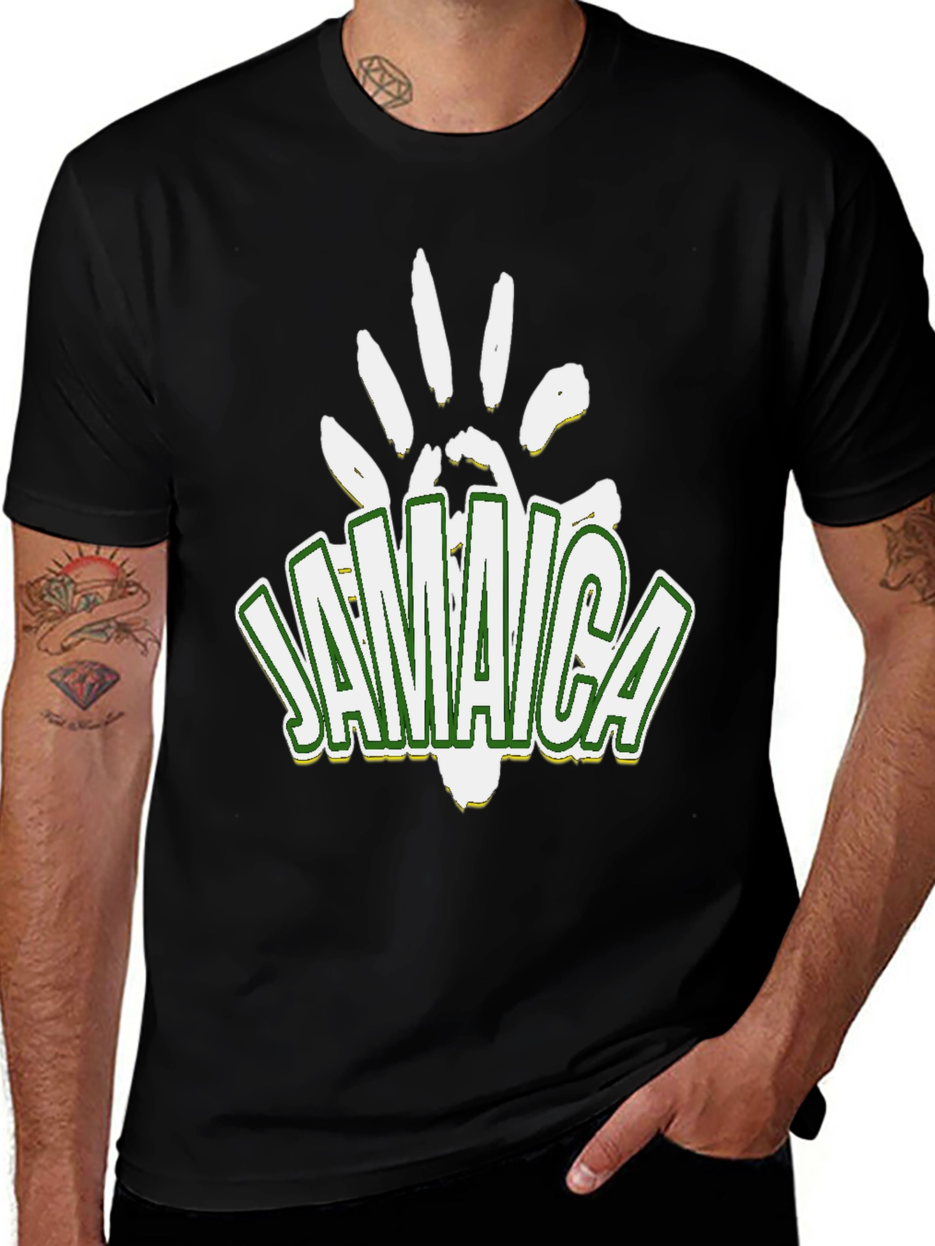 Variant 15 of Jamaica Handprint Graphic Black T-Shirt