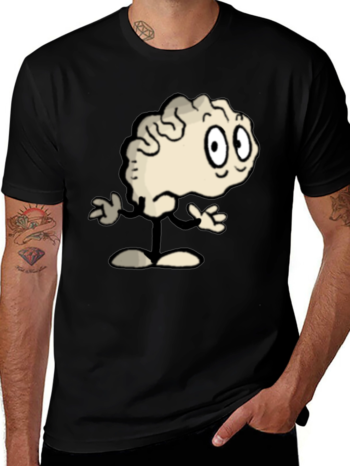 Variant 17 of Cartoon Brain Black T-Shirt