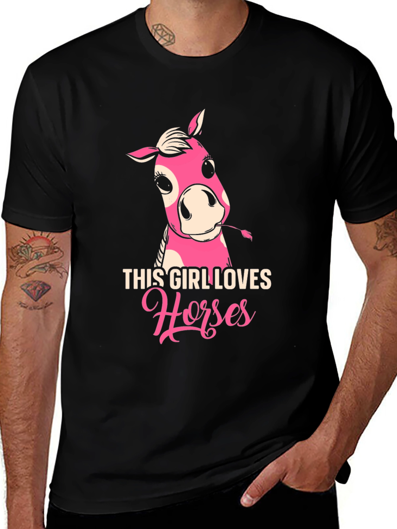 Variant 13 of This Girl Loves Horses Black T-Shirt