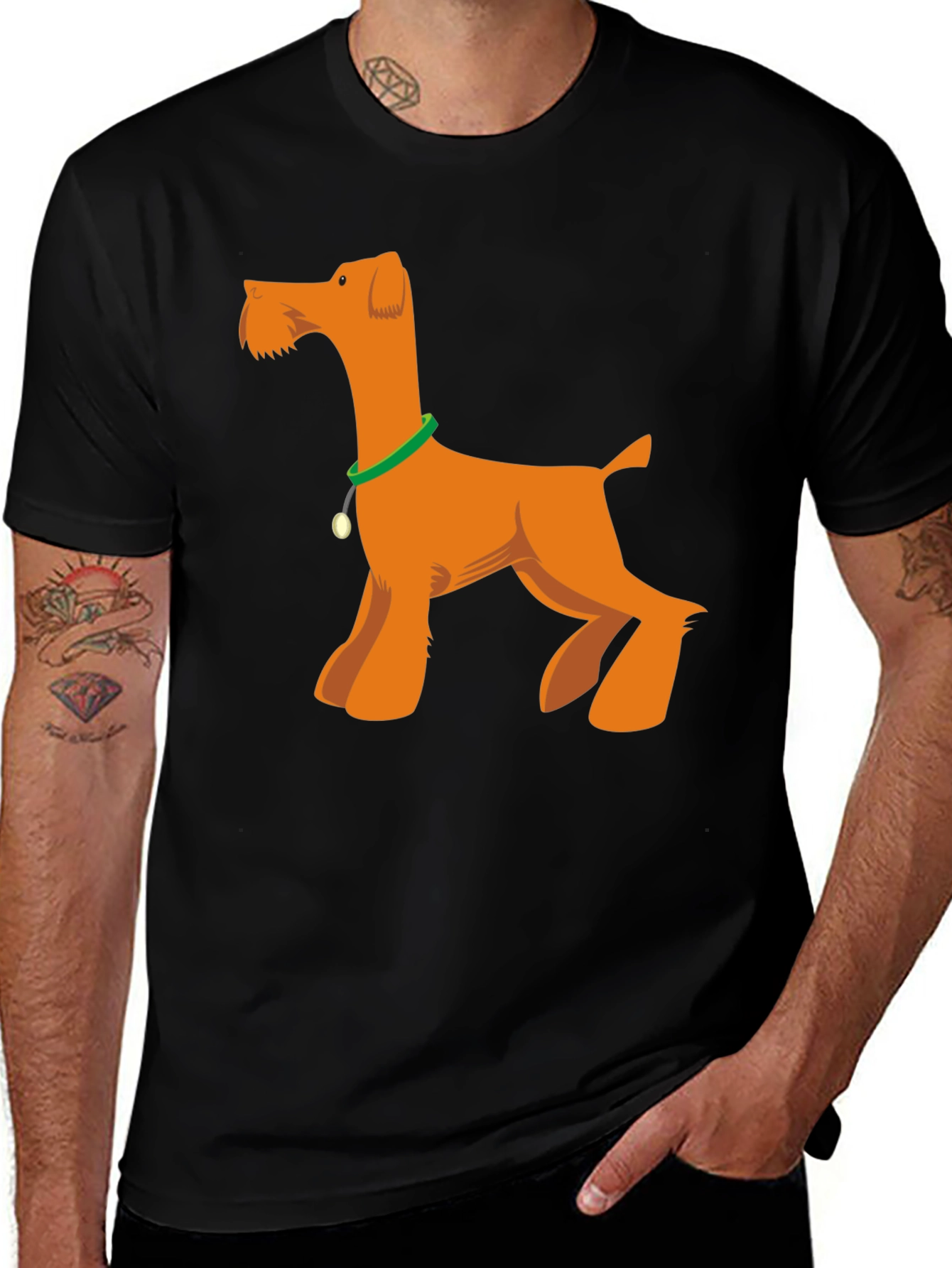 Variant 6 of Cartoon Dog Graphic Tee - Black