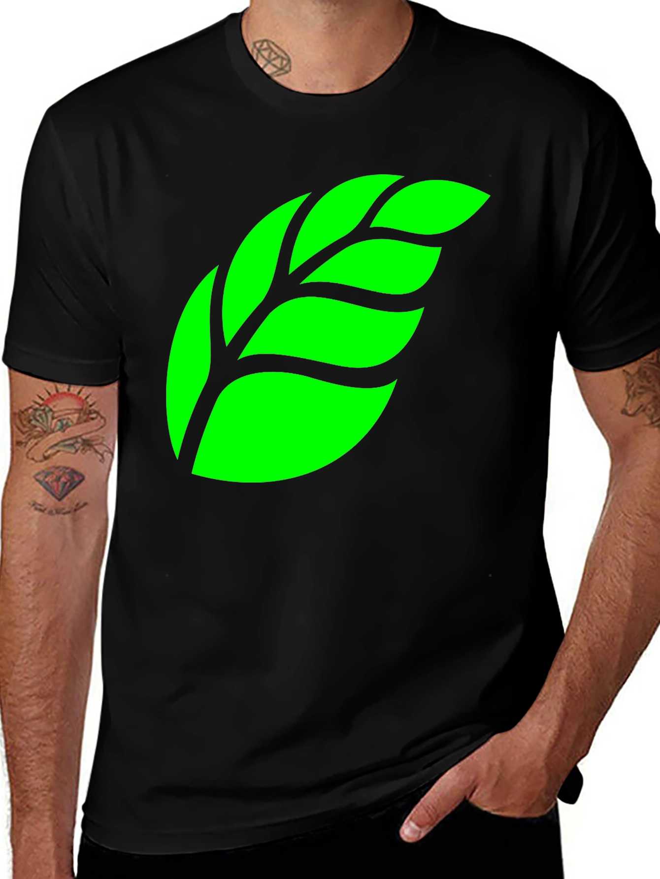 Variant 27 of Eco Leaf Black T-Shirt