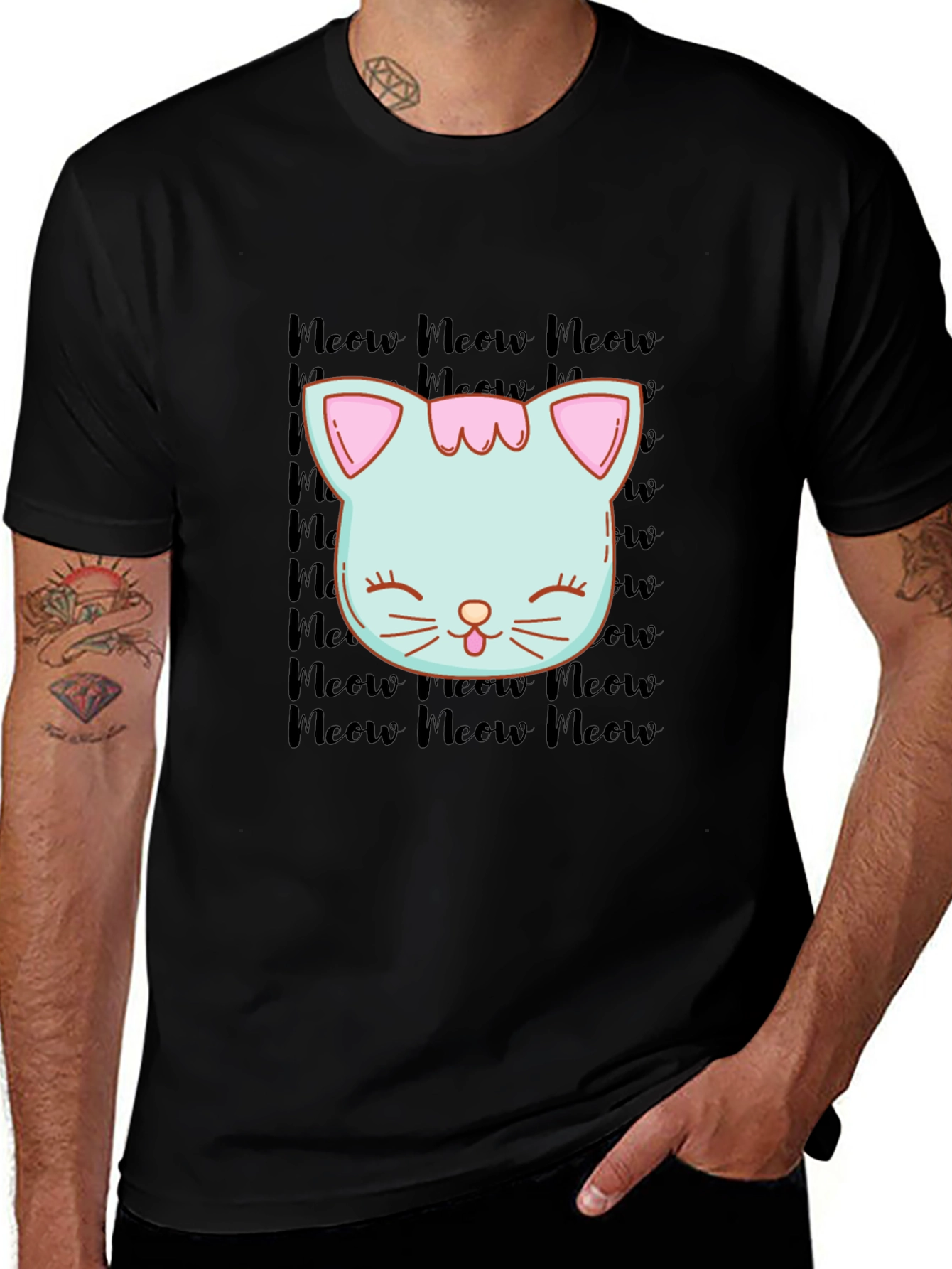 Variant 2 of Cute Cat Meow T-Shirt - Unique Design