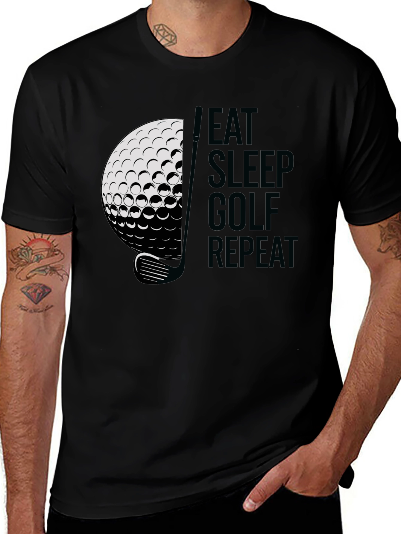 Eat Sleep Golf Repeat Graphic Tee - Black