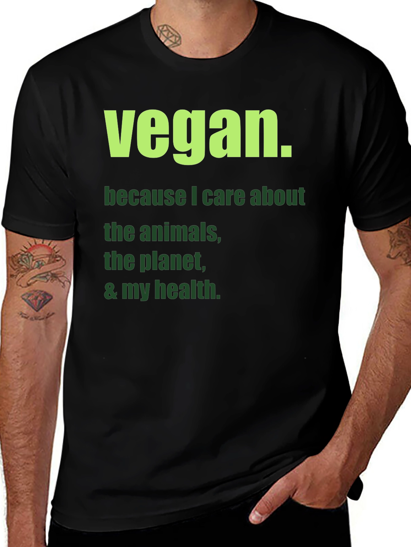 Variant 24 of Vegan Statement T-Shirt: Care About Animals & Planet!