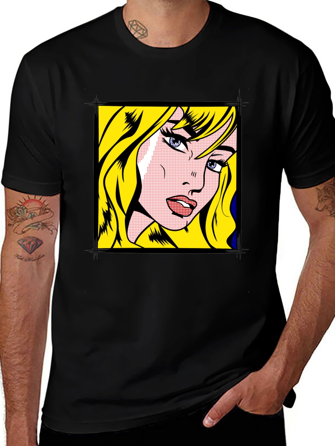 Variant 22 of Pop Art Graphic Black T-Shirt