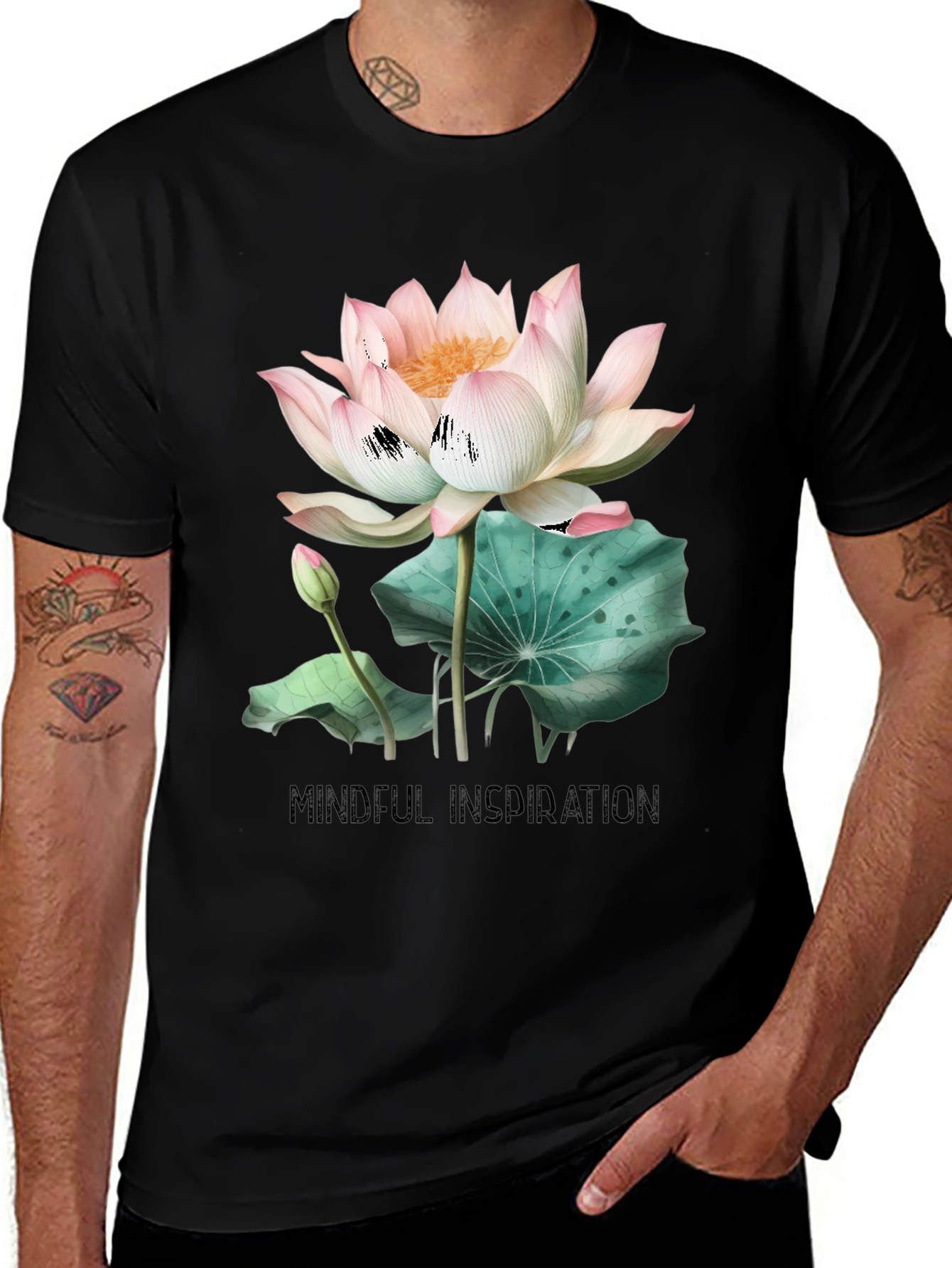 Variant 24 of Mindful Inspiration Lotus Graphic Tee - Black