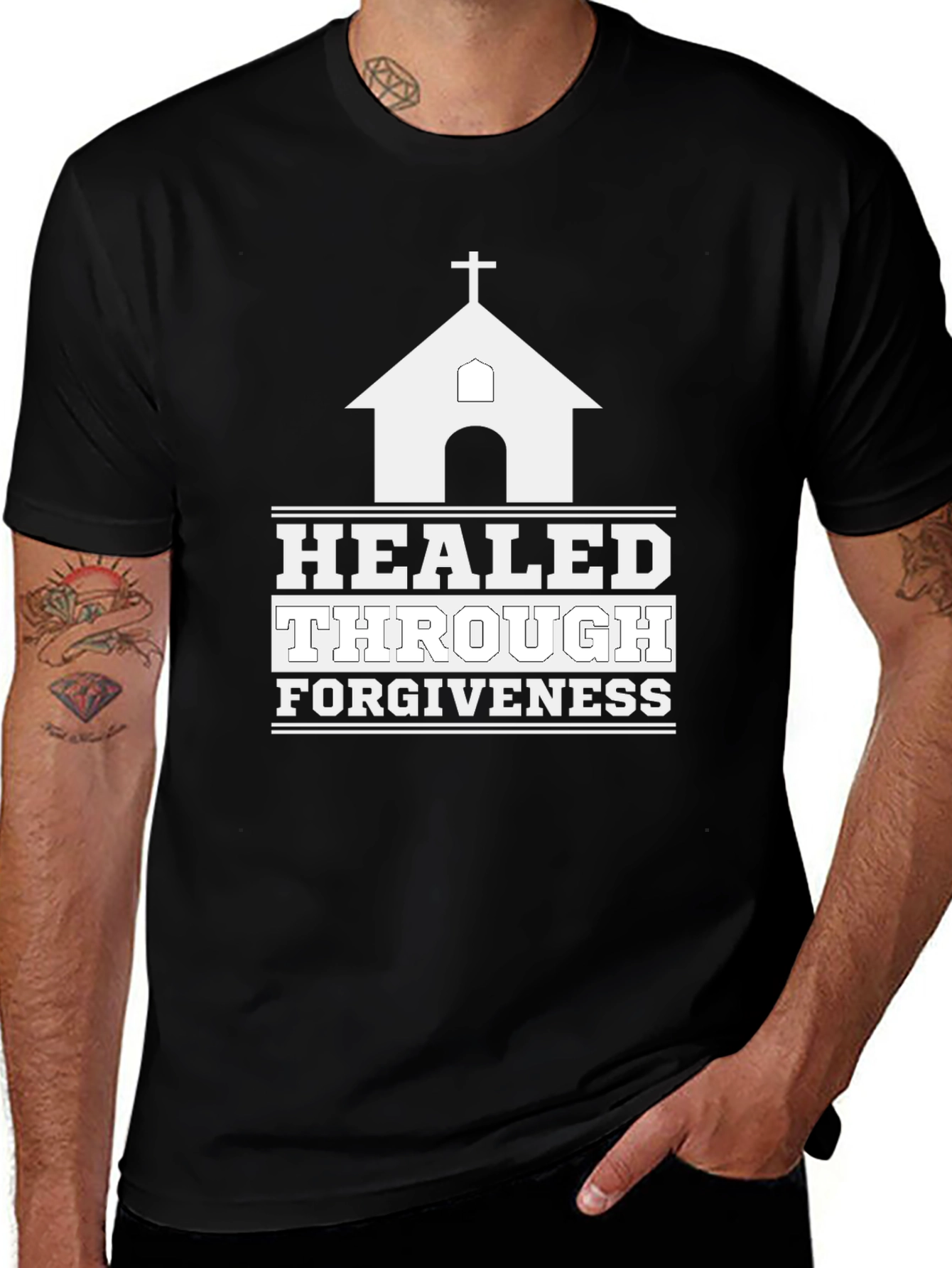 Healed Through Forgiveness Christian Graphic Tee