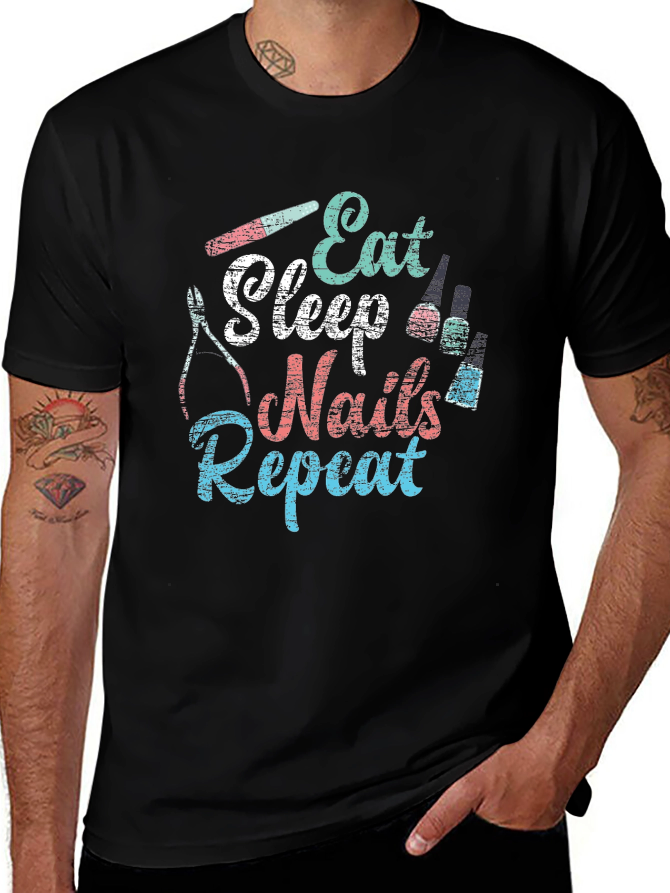 Variant 13 of Eat Sleep Nails Repeat T-Shirt - Manicure Lover Tee