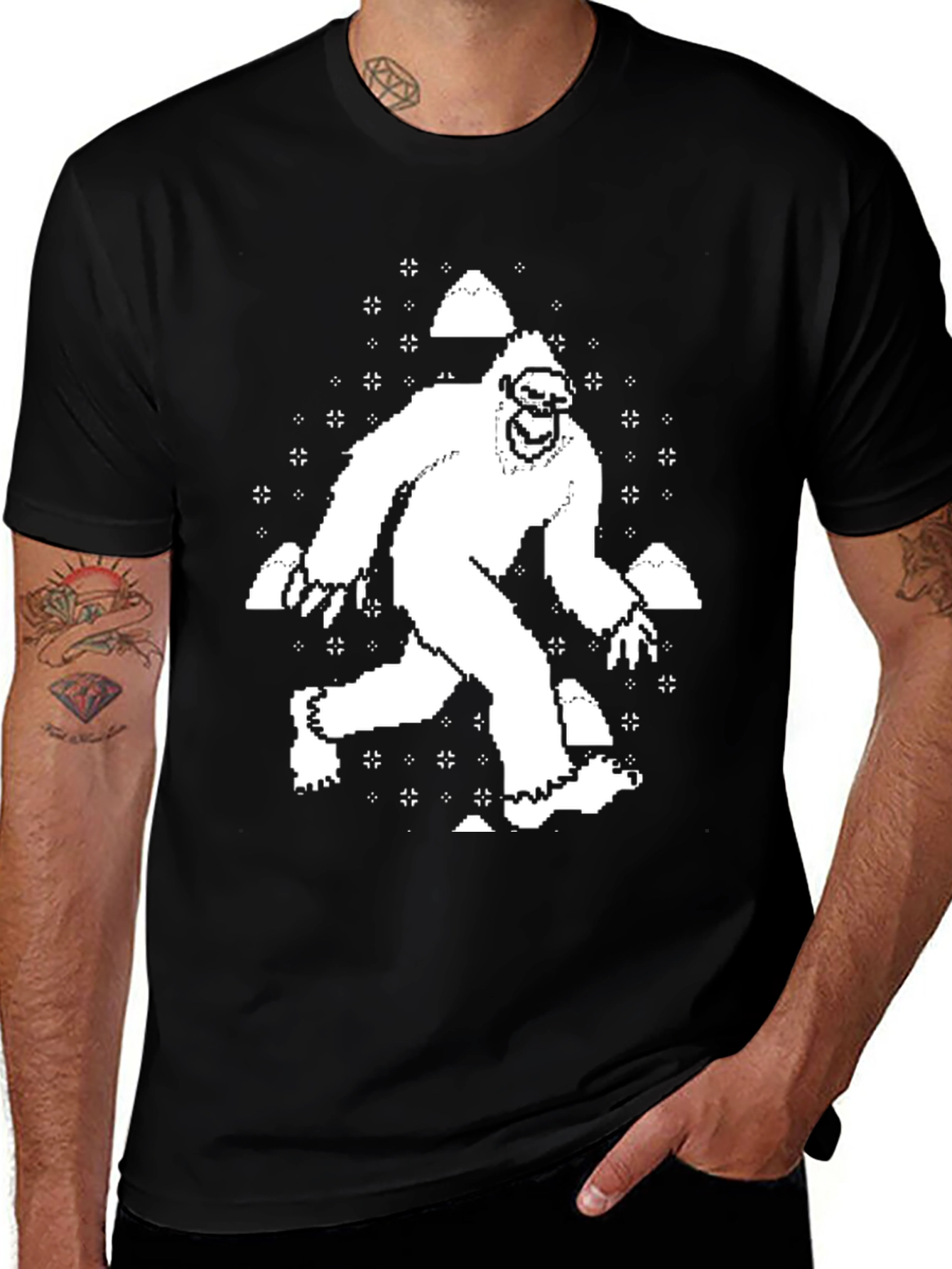 Variant 27 of Pixelated Bigfoot Graphic T-Shirt - Black