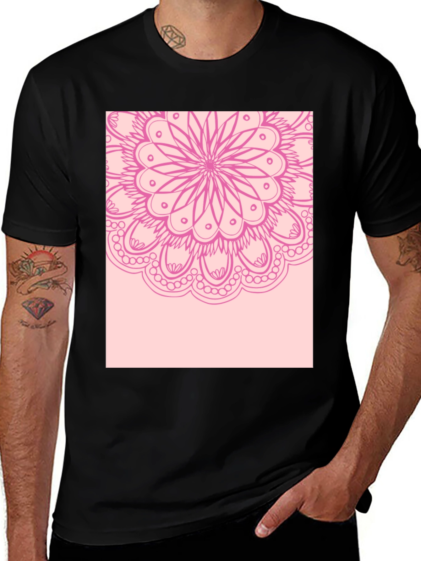 Variant 2 of Mandala Graphic Tee - Stylish Black Cotton T-Shirt
