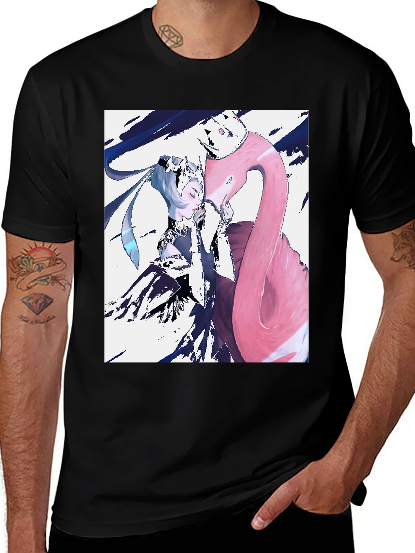 Variant 13 of Anime Girl & Flamingo Graphic T-Shirt