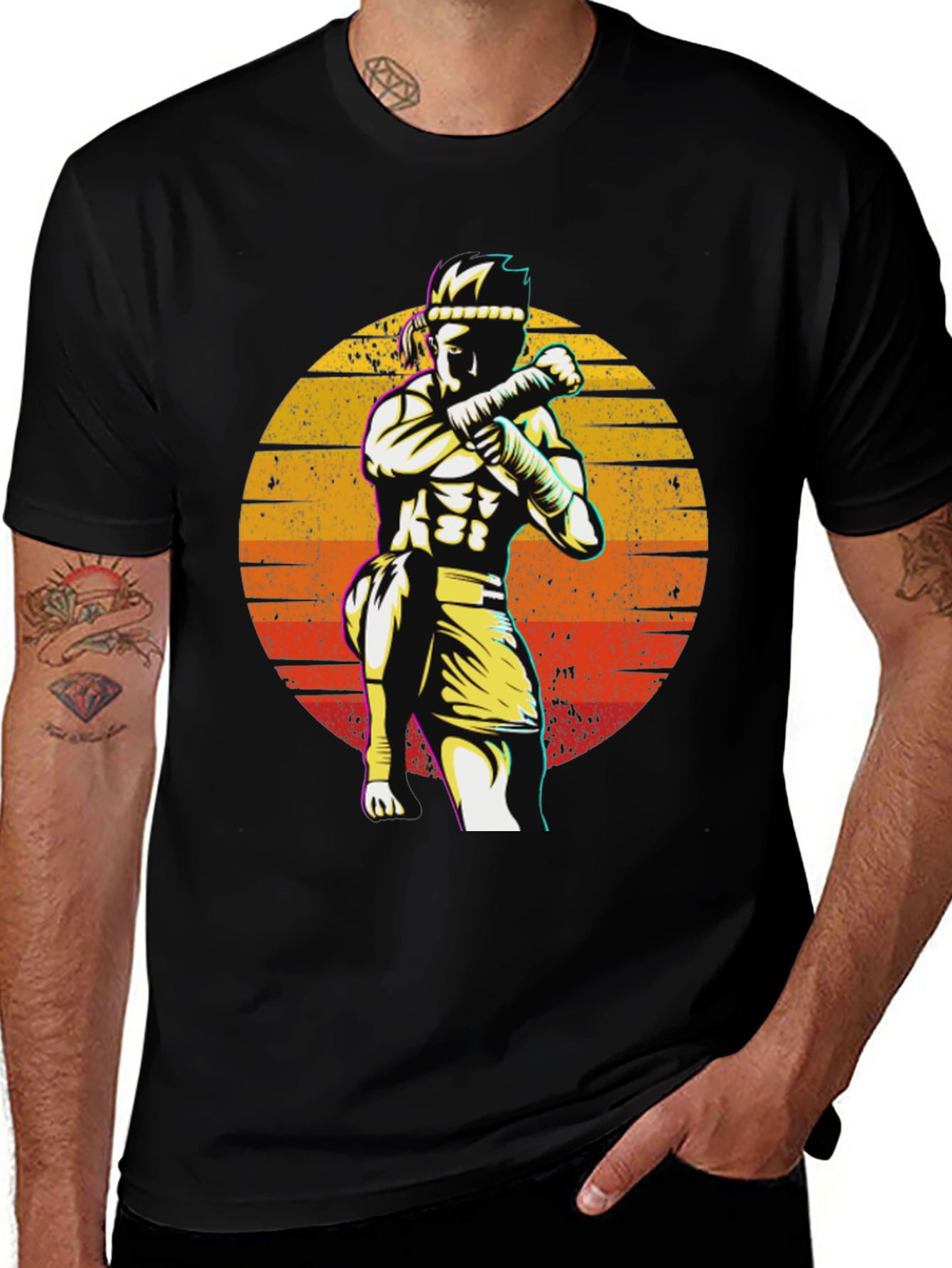 Muay Thai Sunset Graphic T-Shirt - Martial Arts Apparel