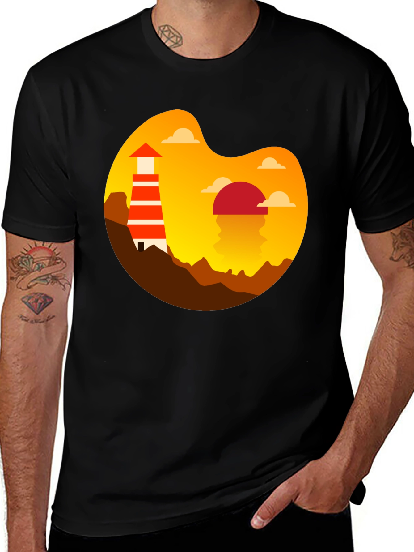 Variant 12 of Sunset Lighthouse Graphic Tee