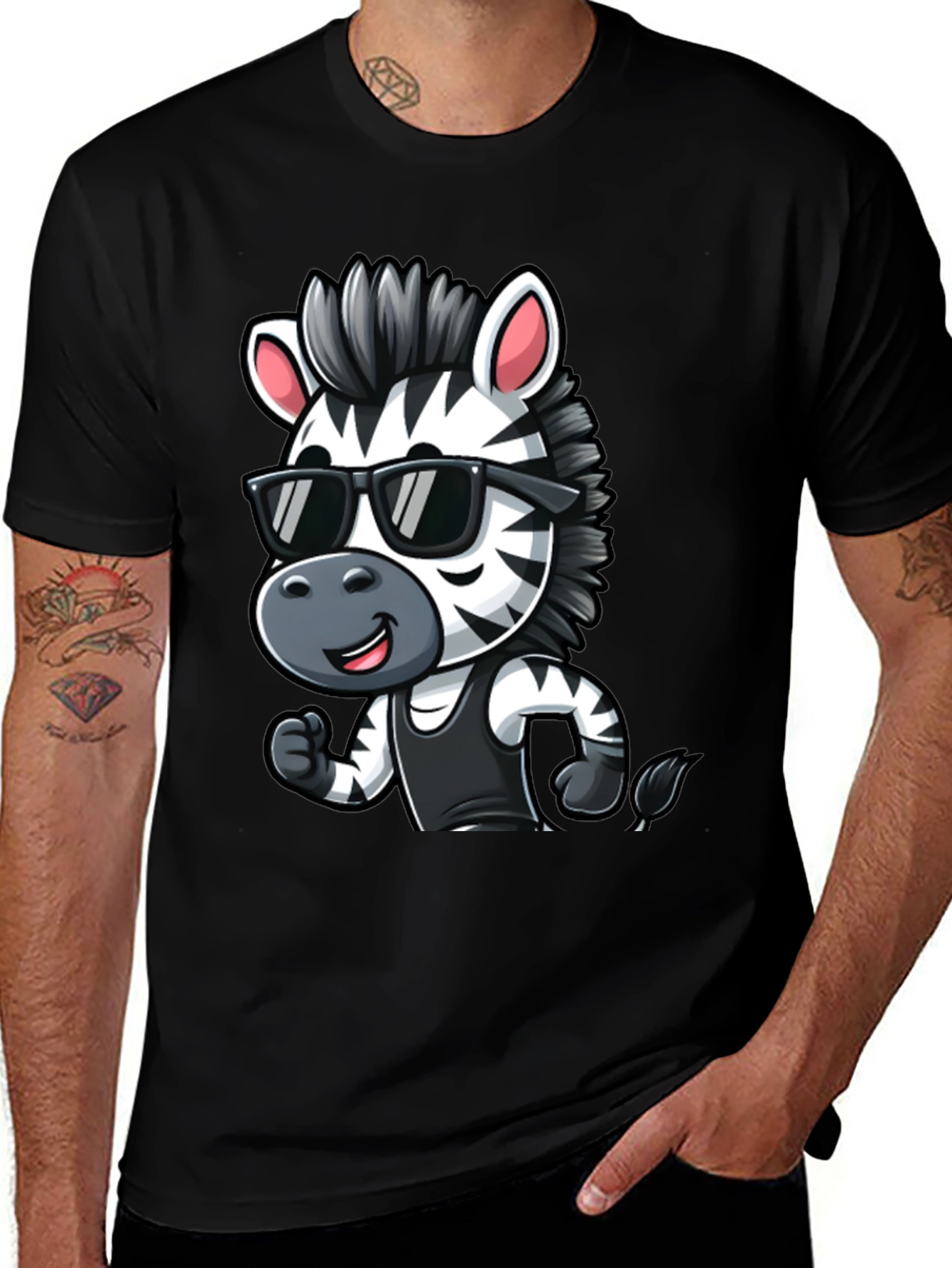 Variant 26 of Cool Zebra Cartoon Graphic T-Shirt