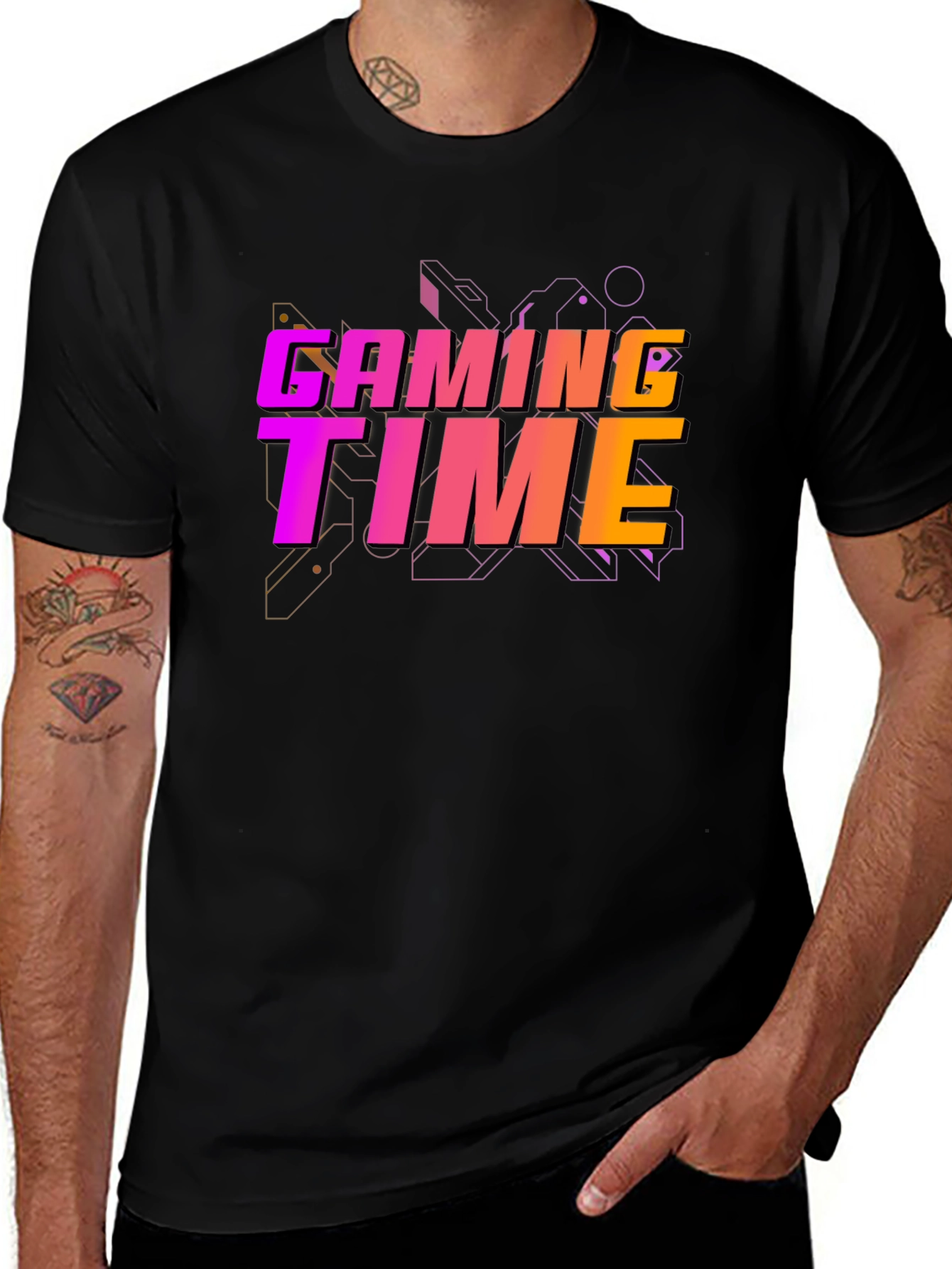 Variant 18 of Gaming Time Graphic Print Black T-Shirt