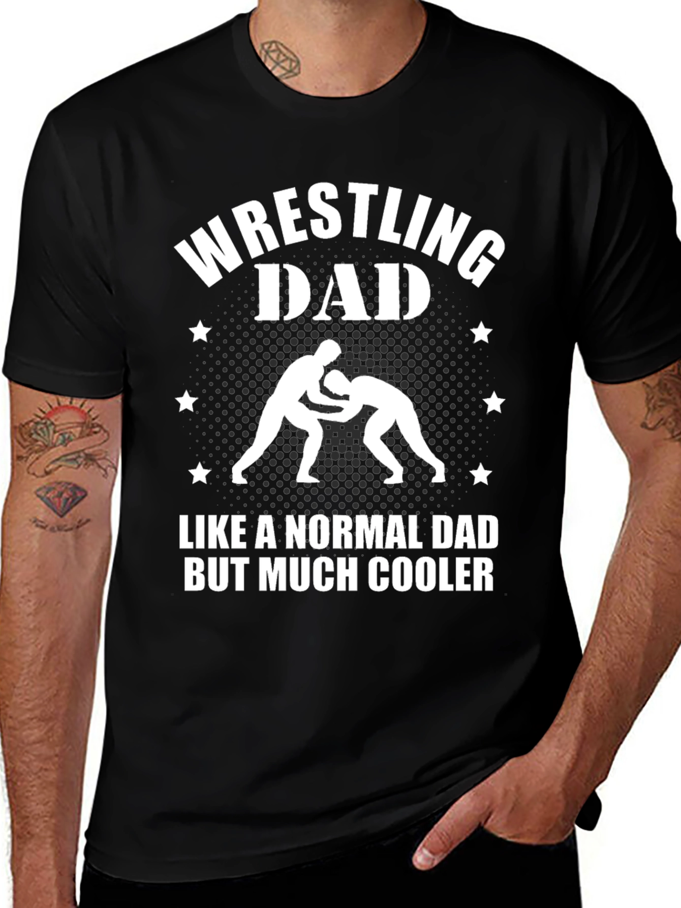 Black Wrestling Dad T-Shirt - Much Cooler Dad main image