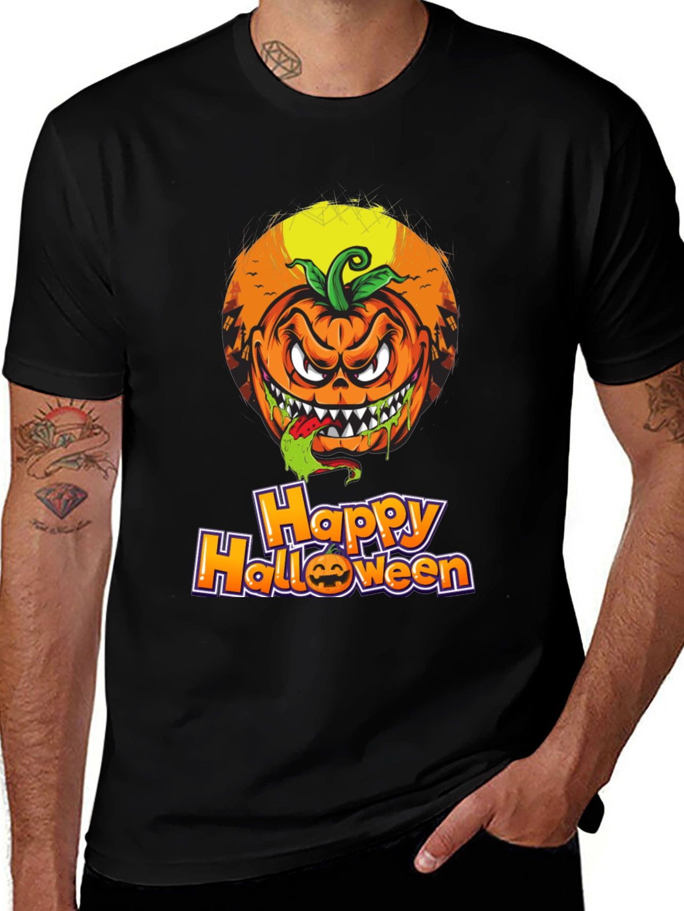 Variant 4 of Happy Halloween Pumpkin Graphic T-Shirt