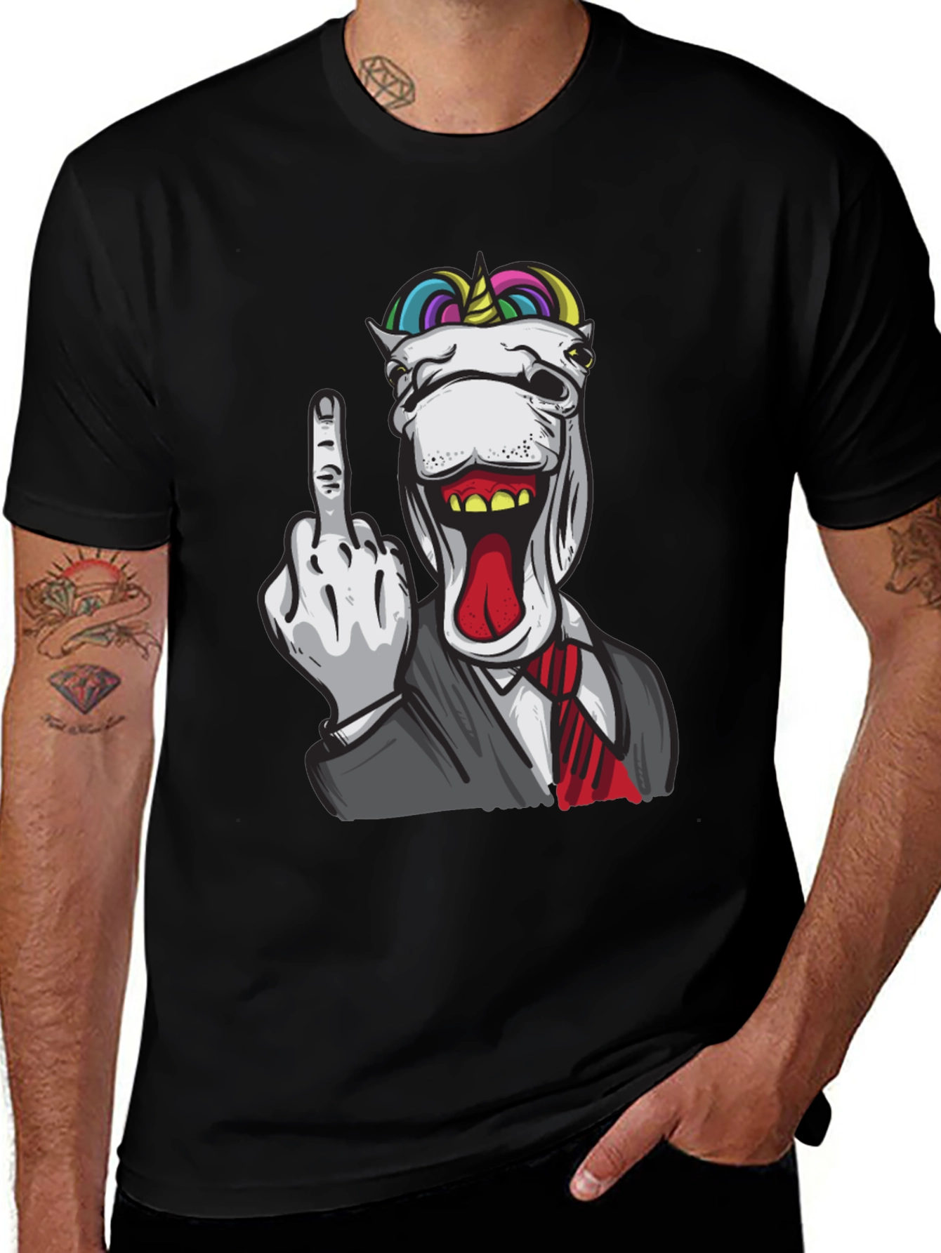 Variant 17 of Unicorn Middle Finger Graphic Tee - Bold Statement Shirt