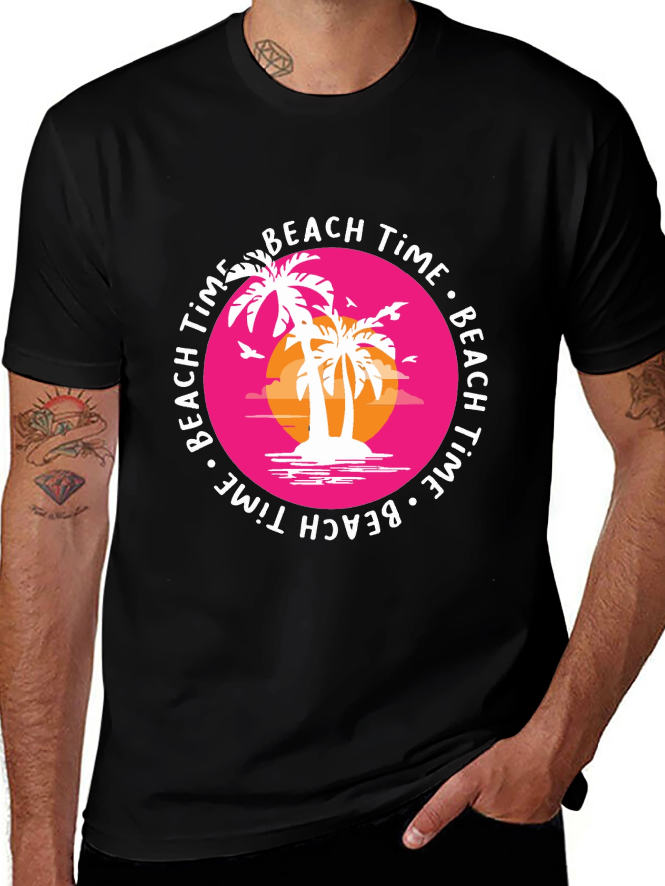 Variant 22 of Beach Time Palm Tree Graphic Tee - Summer Vibes