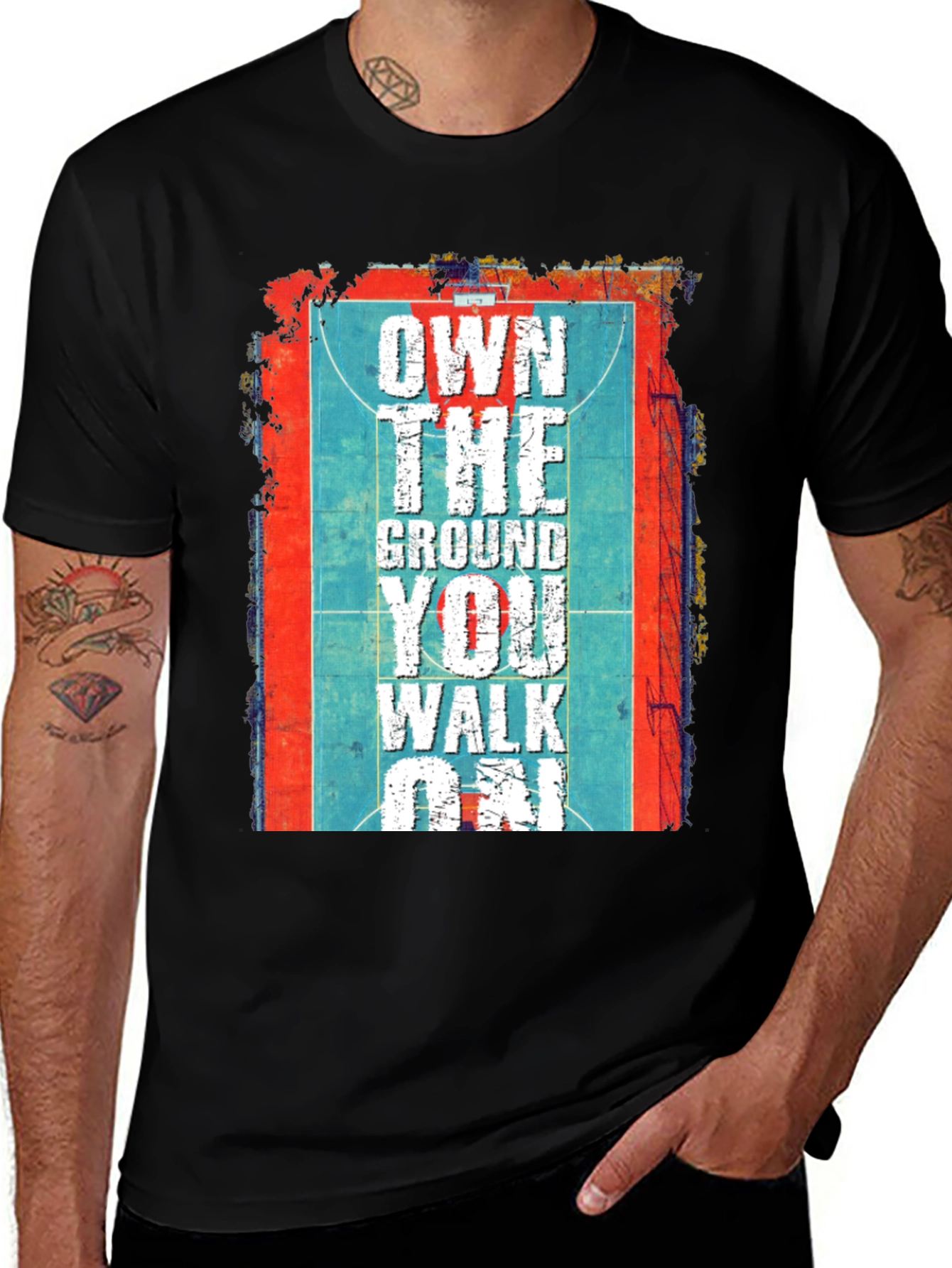 Variant 17 of Own The Ground T-Shirt Basketball Court Design