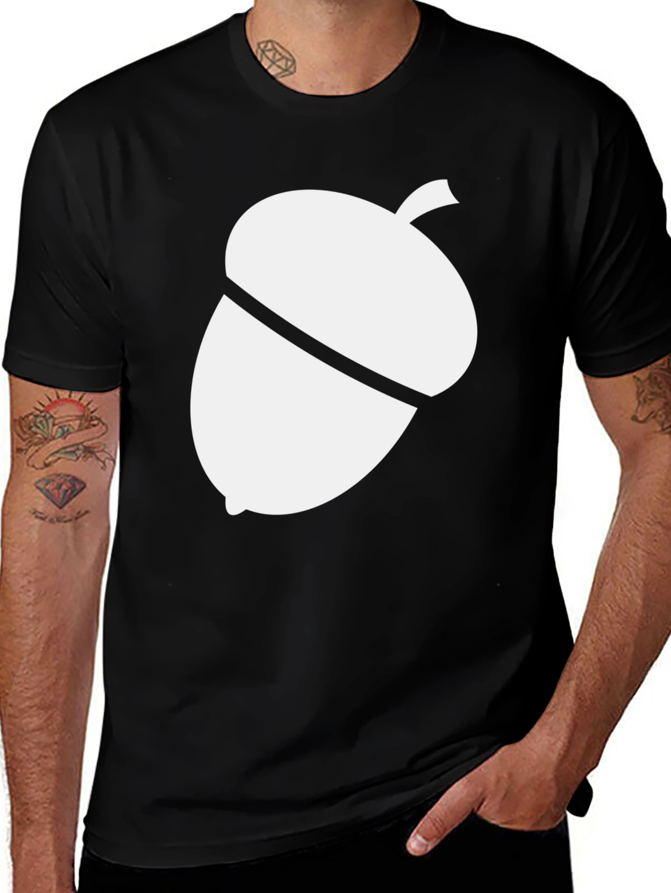 Acorn Graphic Print Black T-Shirt