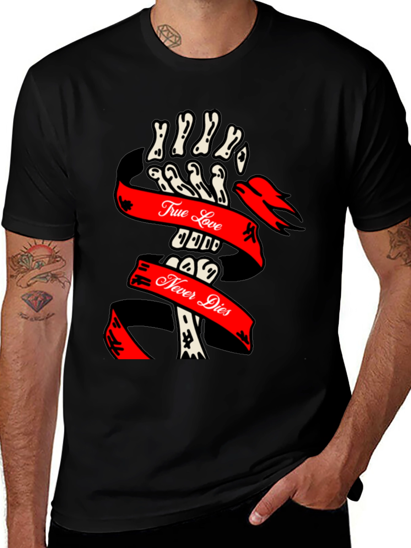 Variant 5 of True Love Never Dies Skeleton Hand Graphic Tee