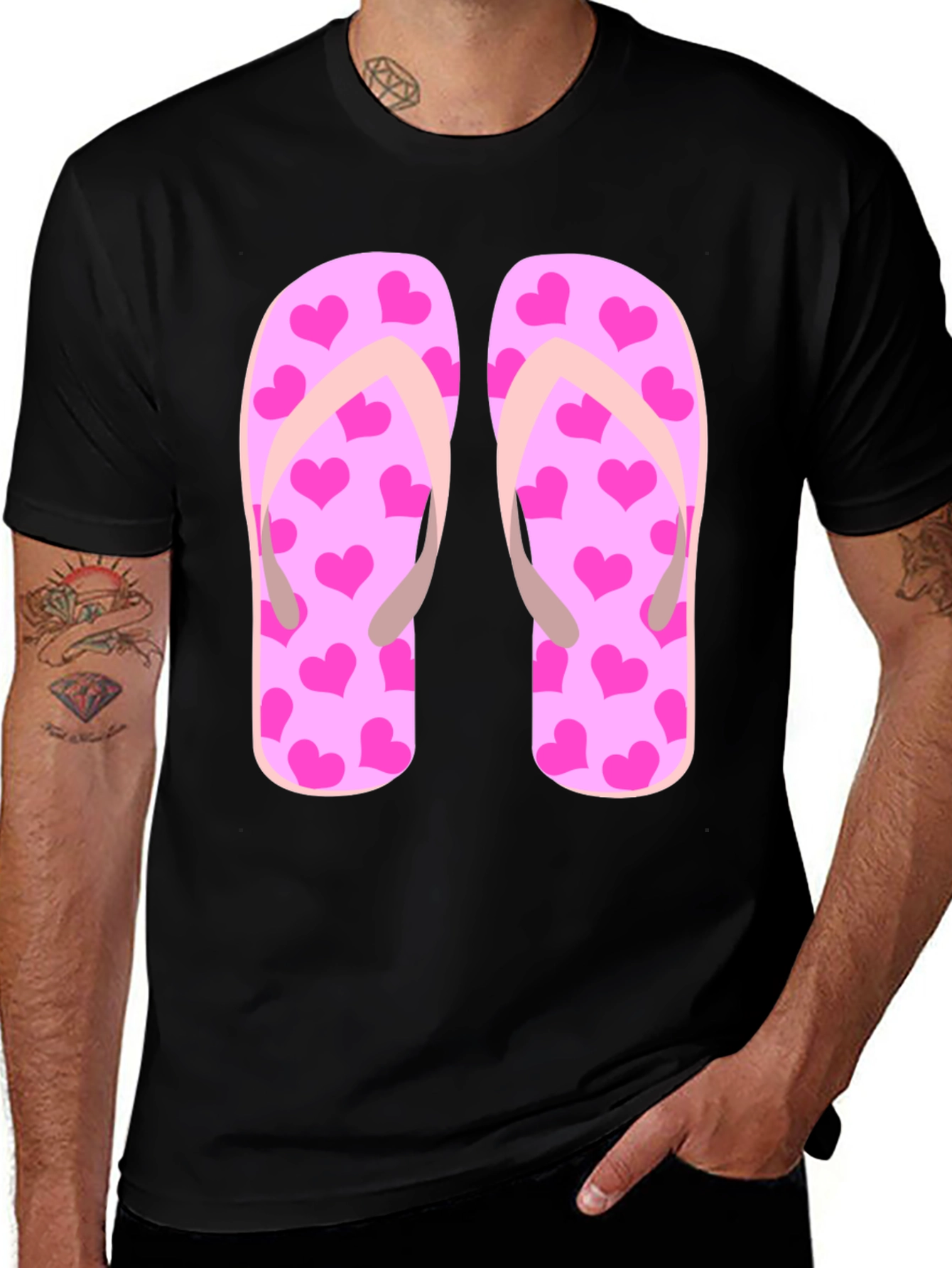 Variant 20 of Pink Heart Flip Flop Graphic T-Shirt - Summer Ready!