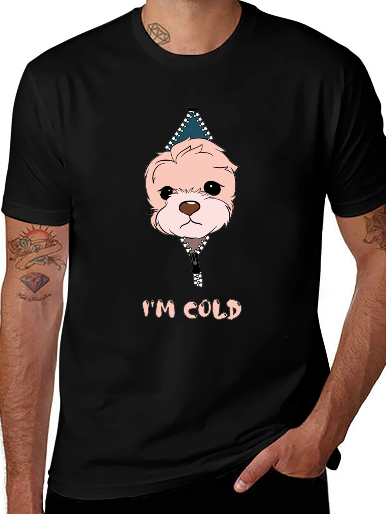 Variant 30 of I'm Cold Dog Graphic Black T-Shirt