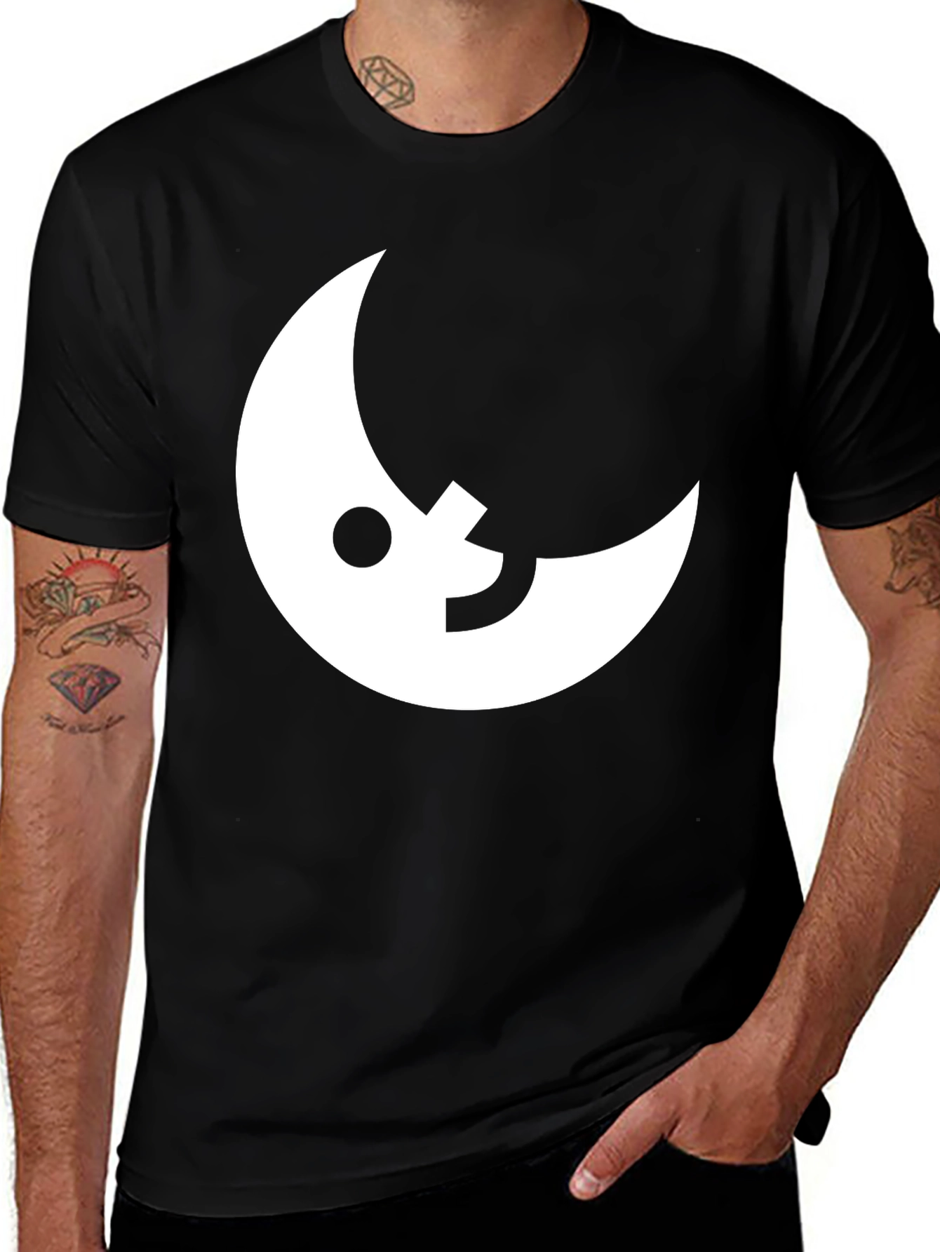 Variant 22 of Modern Moon Graphic Tee - Black Cotton Blend