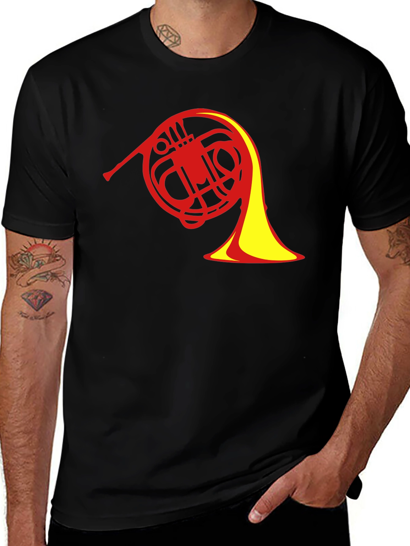 French Horn Graphic Tee - Music Lover T-Shirt