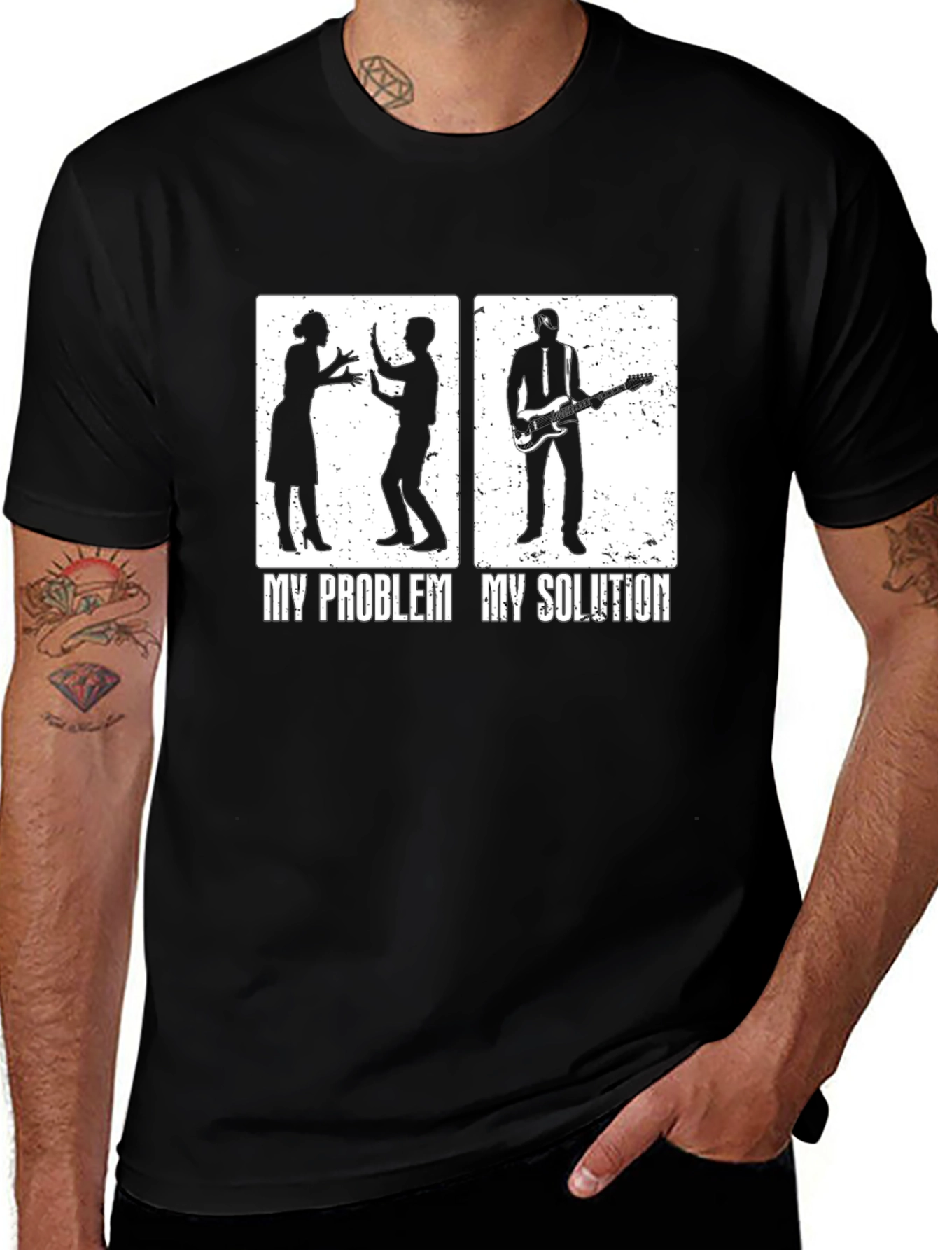 Variant 23 of My Problem My Solution T-Shirt Guitarist Funny Tee