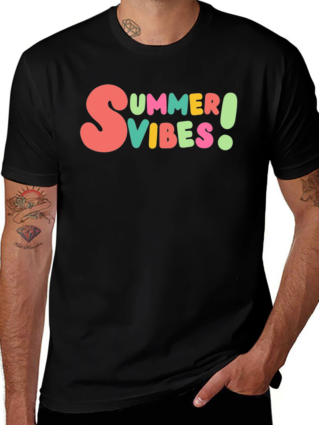 Variant 11 of Summer Vibes Graphic Tee - Casual Black T-Shirt
