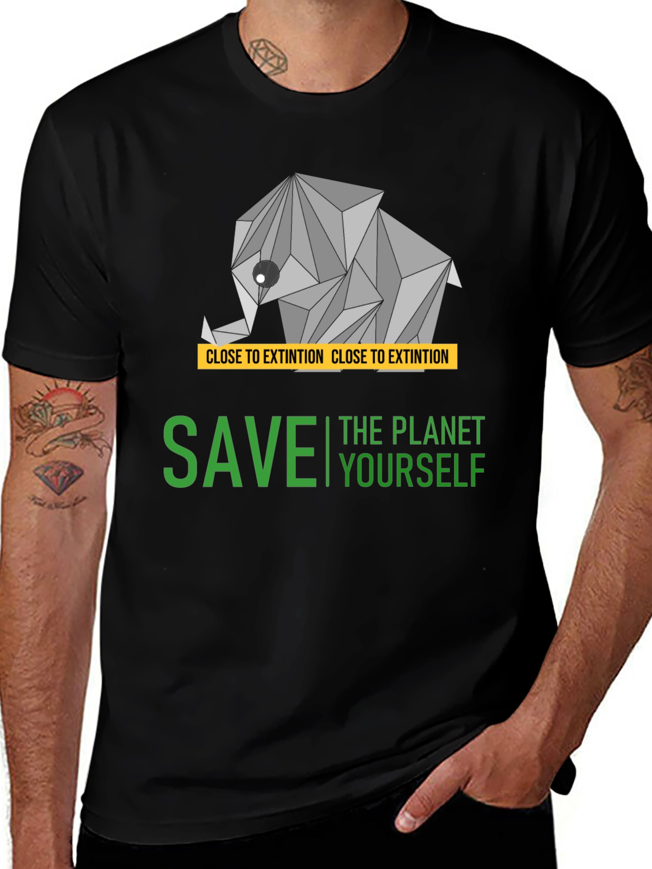 Variant 20 of Save the Planet T-Shirt - Geometric Elephant Design