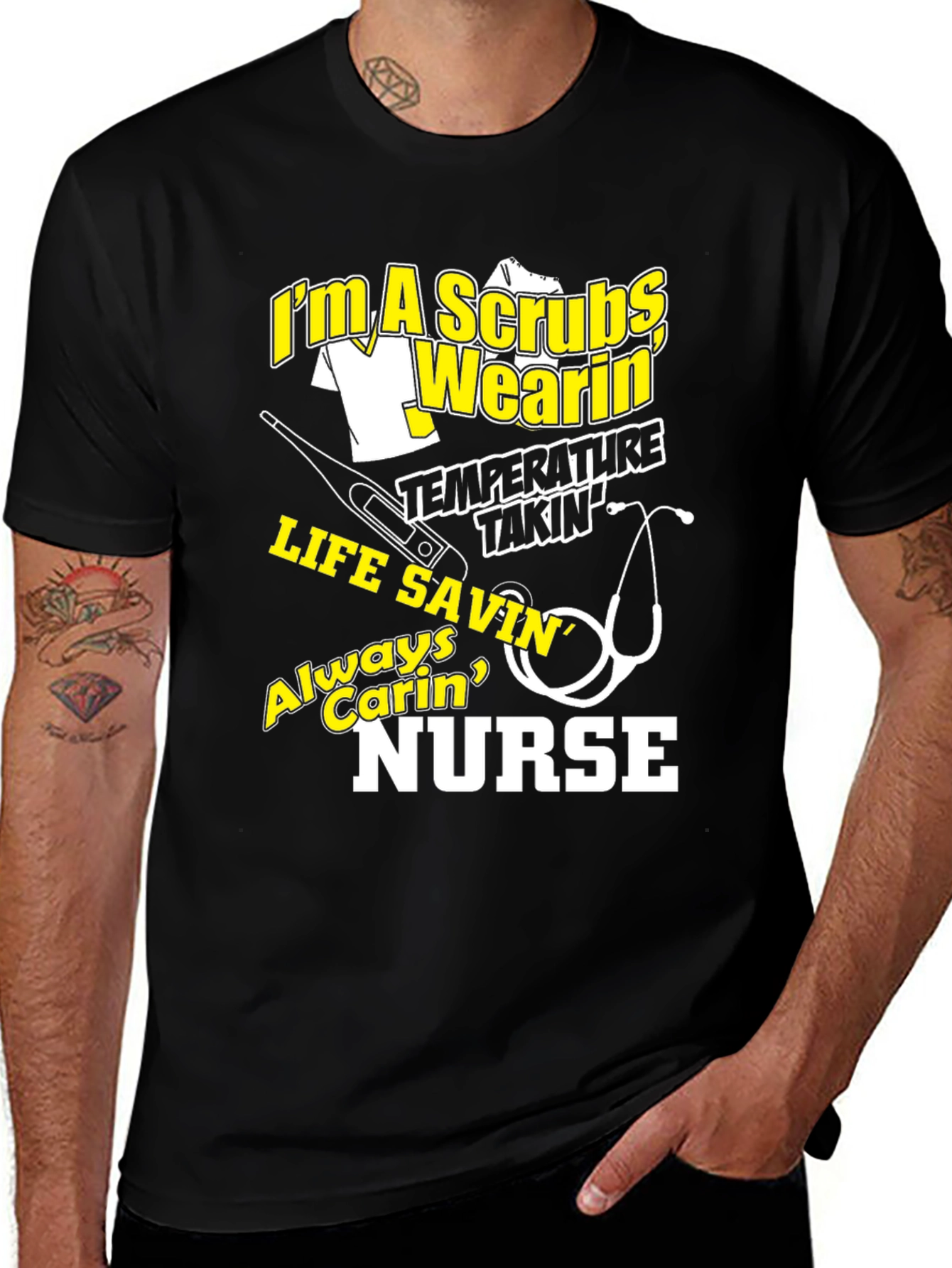 Variant 13 of Nurse T-Shirt Scrubs Wearin' Life Savin' Graphic Tee