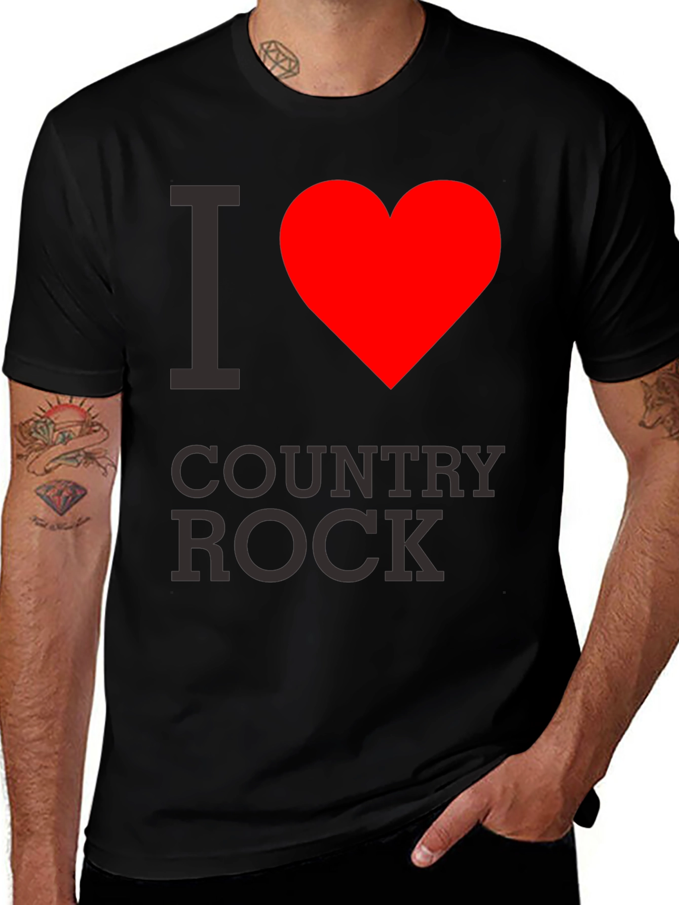 Variant 23 of I Heart Country Rock Black T-Shirt