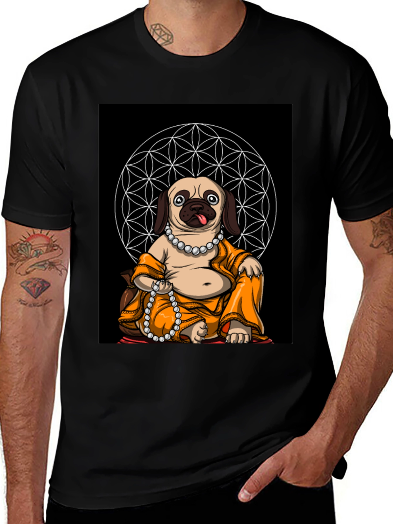 Variant 21 of Pug Buddha Graphic Tee - Meditating Dog T-Shirt