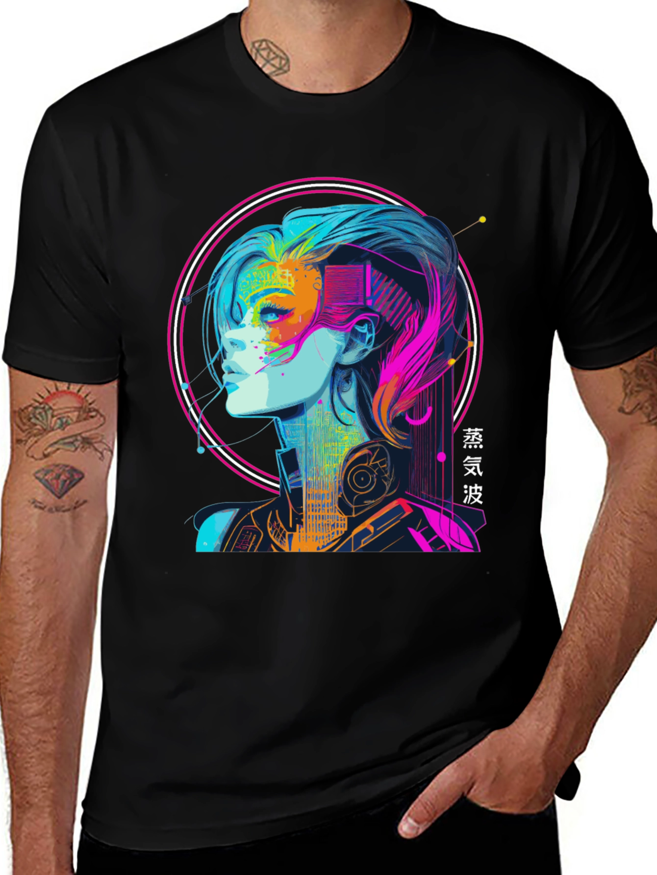 Variant 11 of Cyberpunk Girl Graphic Tee - Vaporwave Aesthetic