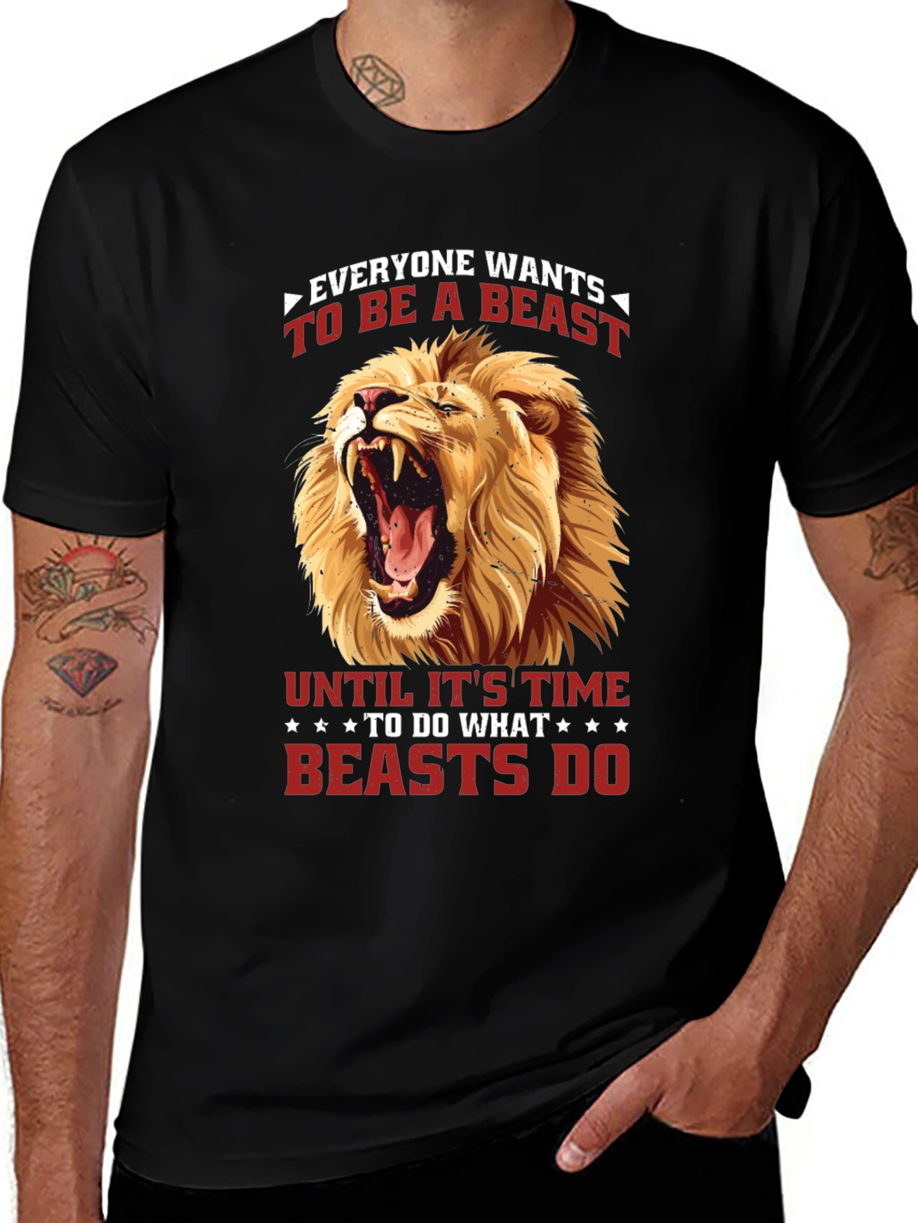 Variant 9 of Lion Beast Graphic T-Shirt - Bold Statement Tee