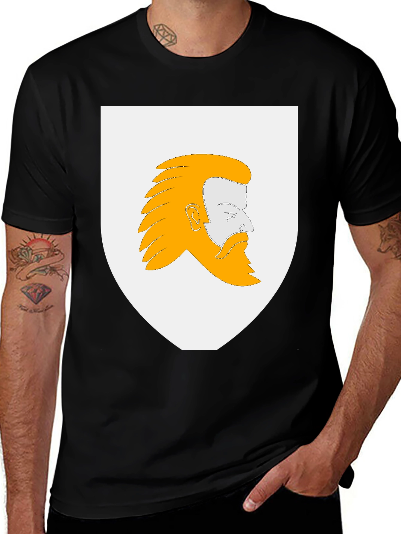 Variant 26 of Heraldic Bearded Man Graphic T-Shirt
