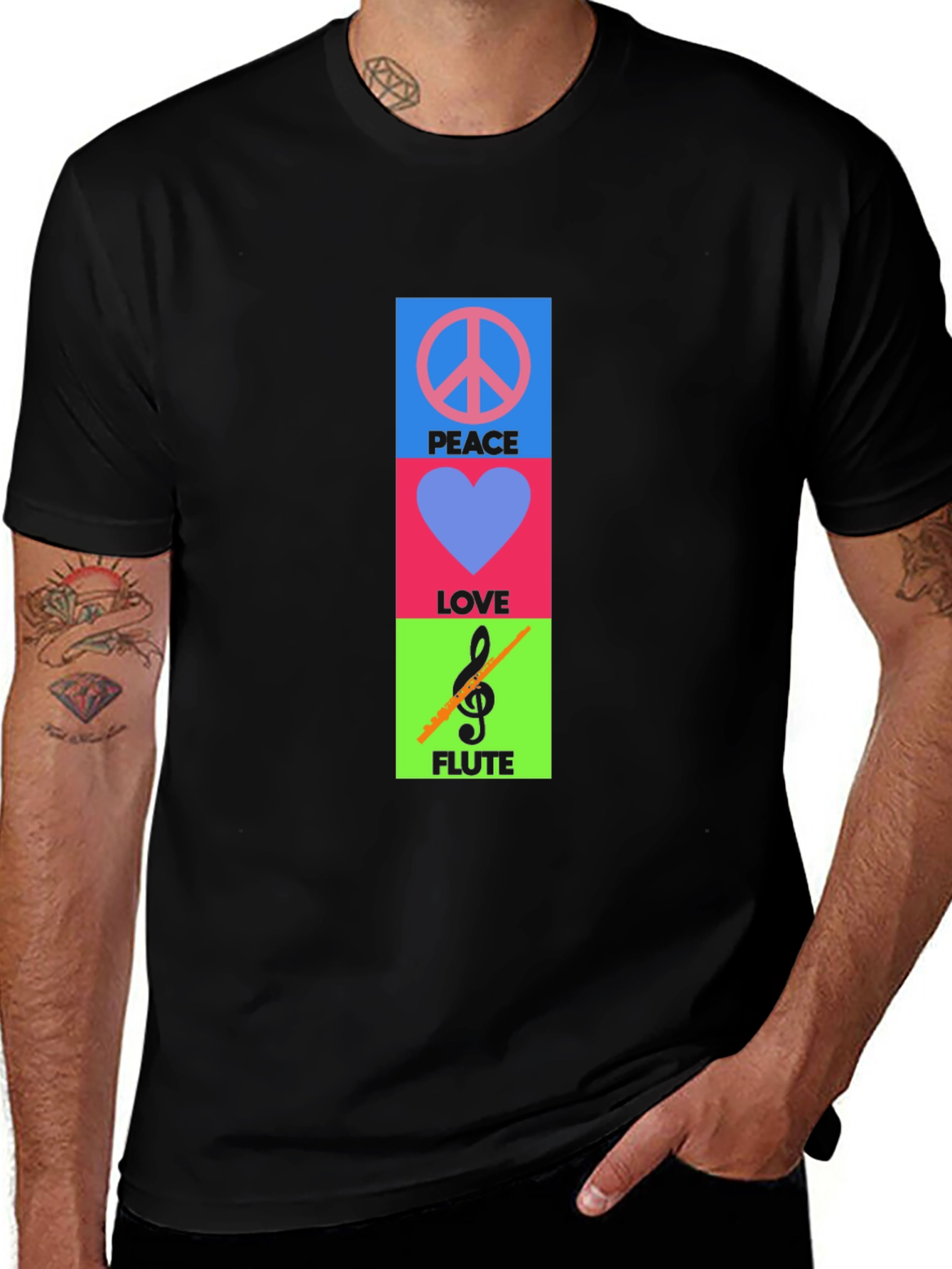 Peace Love Flute T-Shirt - Unisex Graphic Tee