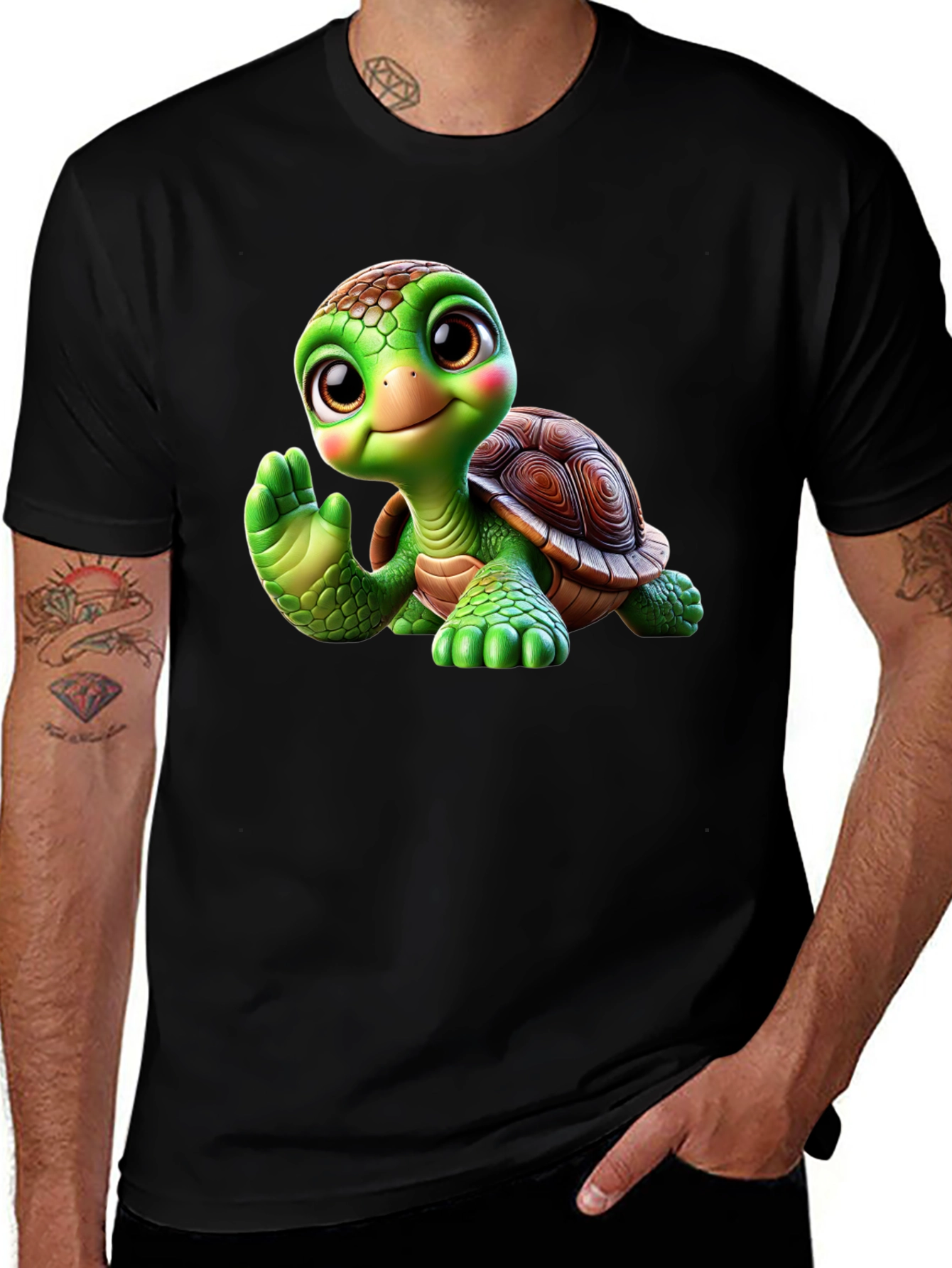 Variant 22 of Cute Turtle Graphic Tee - Black