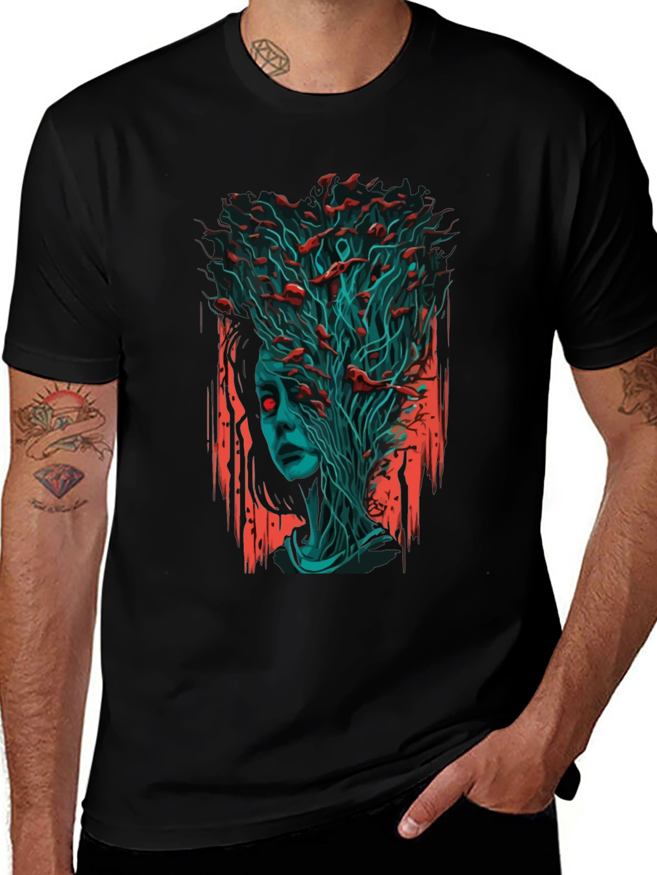 Variant 29 of Surreal Zombie Girl Graphic Tee - Black