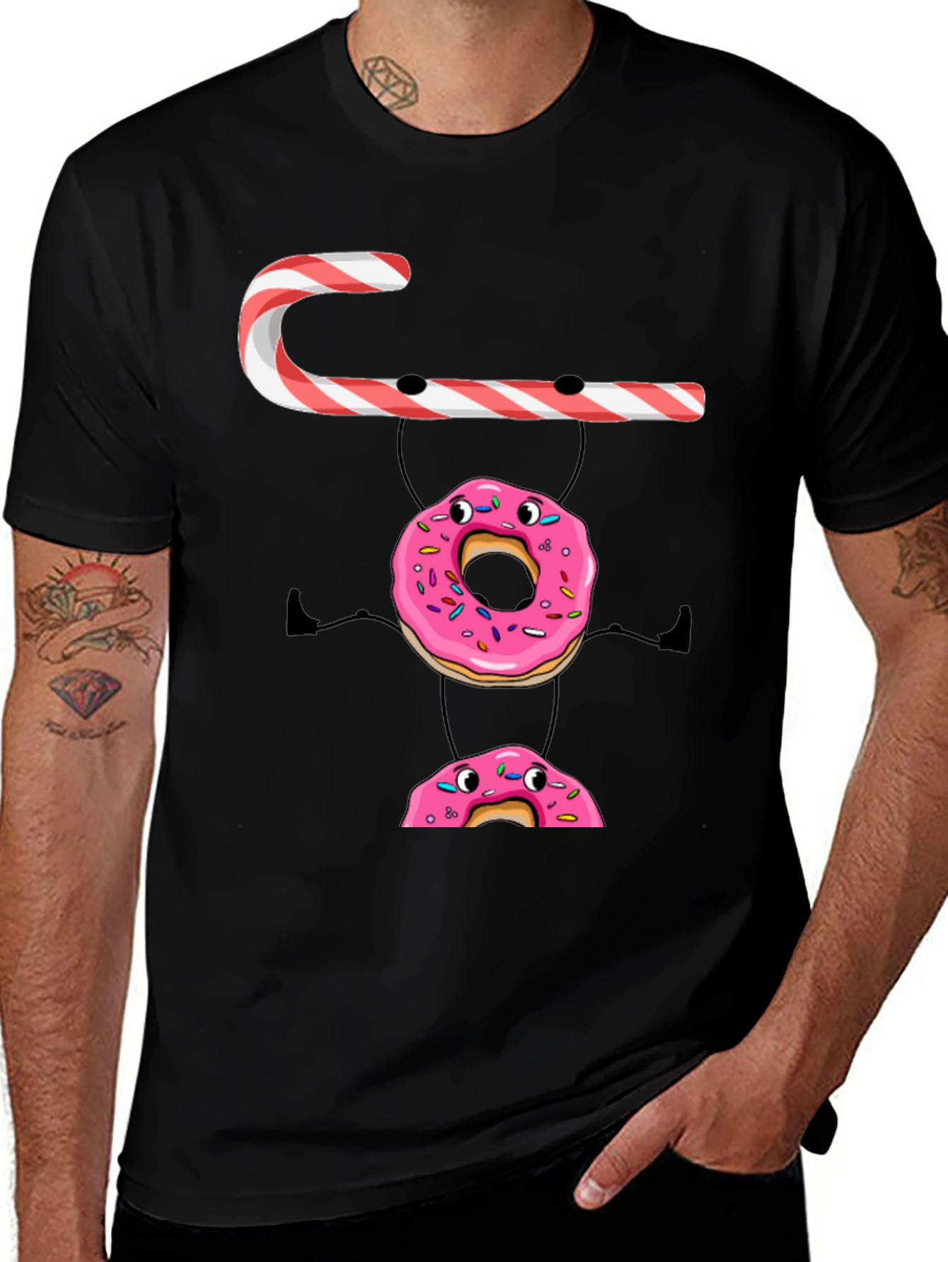 Variant 14 of Candy Cane Donut Stack T-Shirt