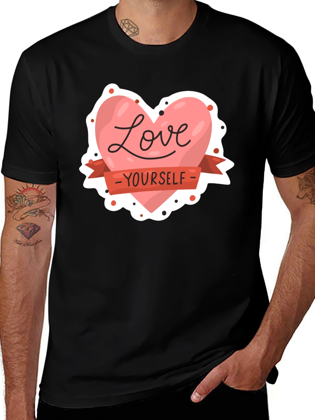Variant 3 of Love Yourself Graphic Tee - Black Casual T-Shirt