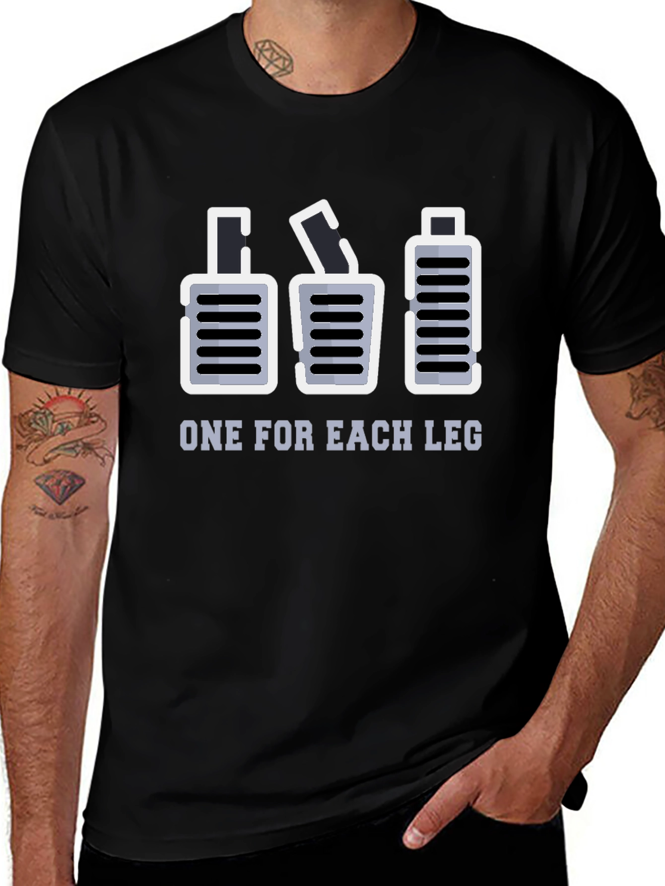 Variant 26 of One for Each Leg Funny Manual Transmission T-Shirt