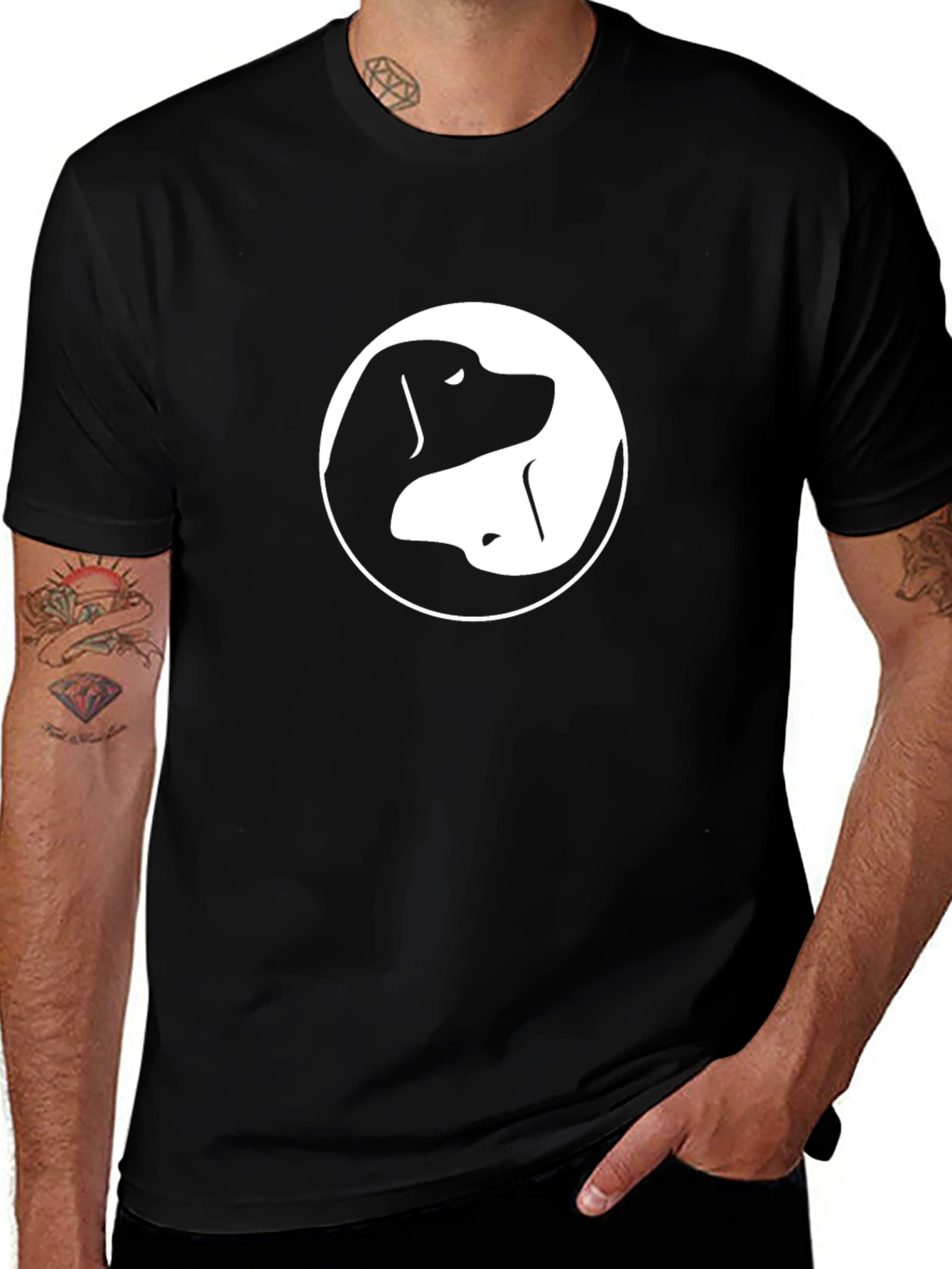 Variant 22 of Yin Yang Dog T-Shirt - Black Graphic Tee