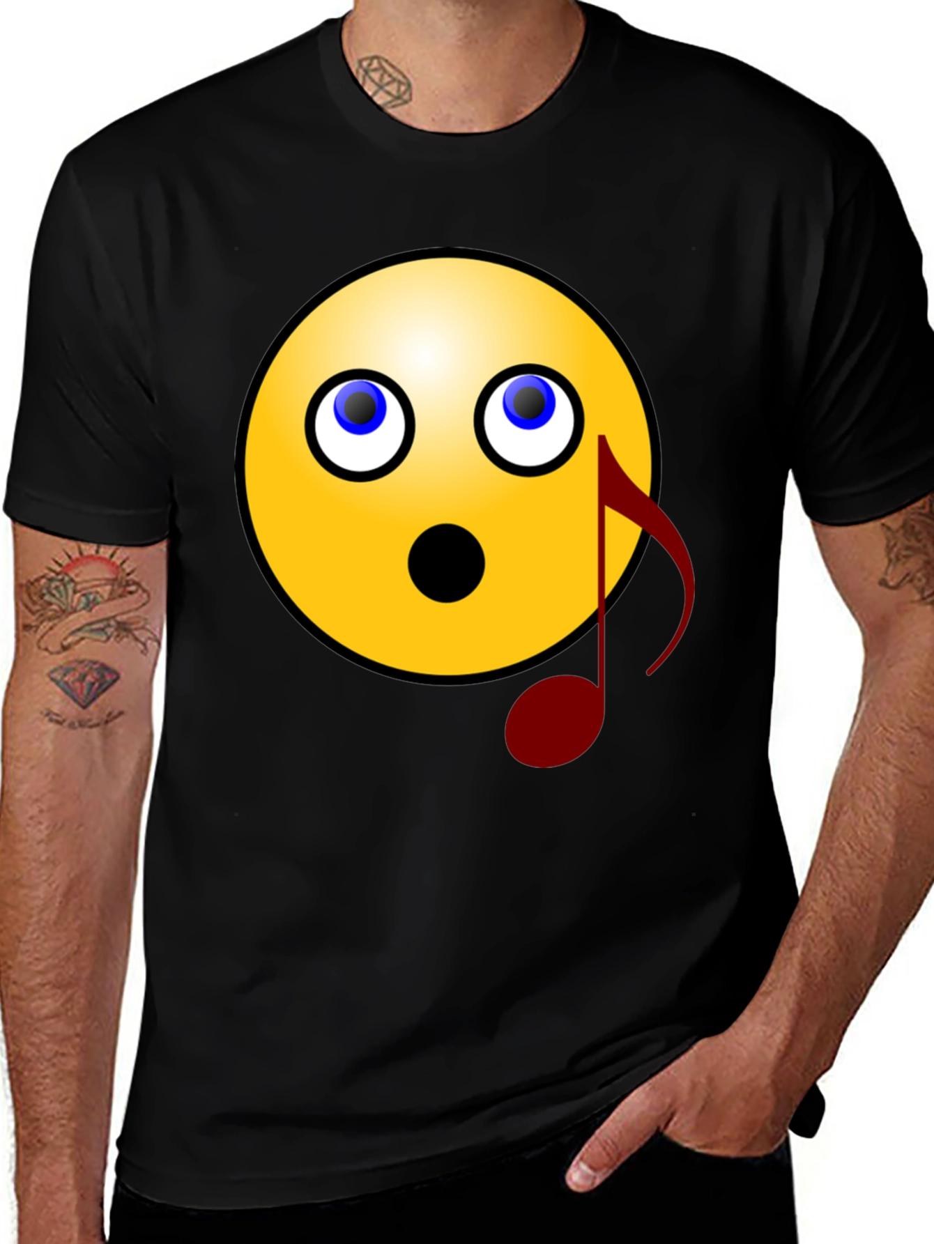 Variant 10 of Surprised Emoji Musical Note Graphic Tee