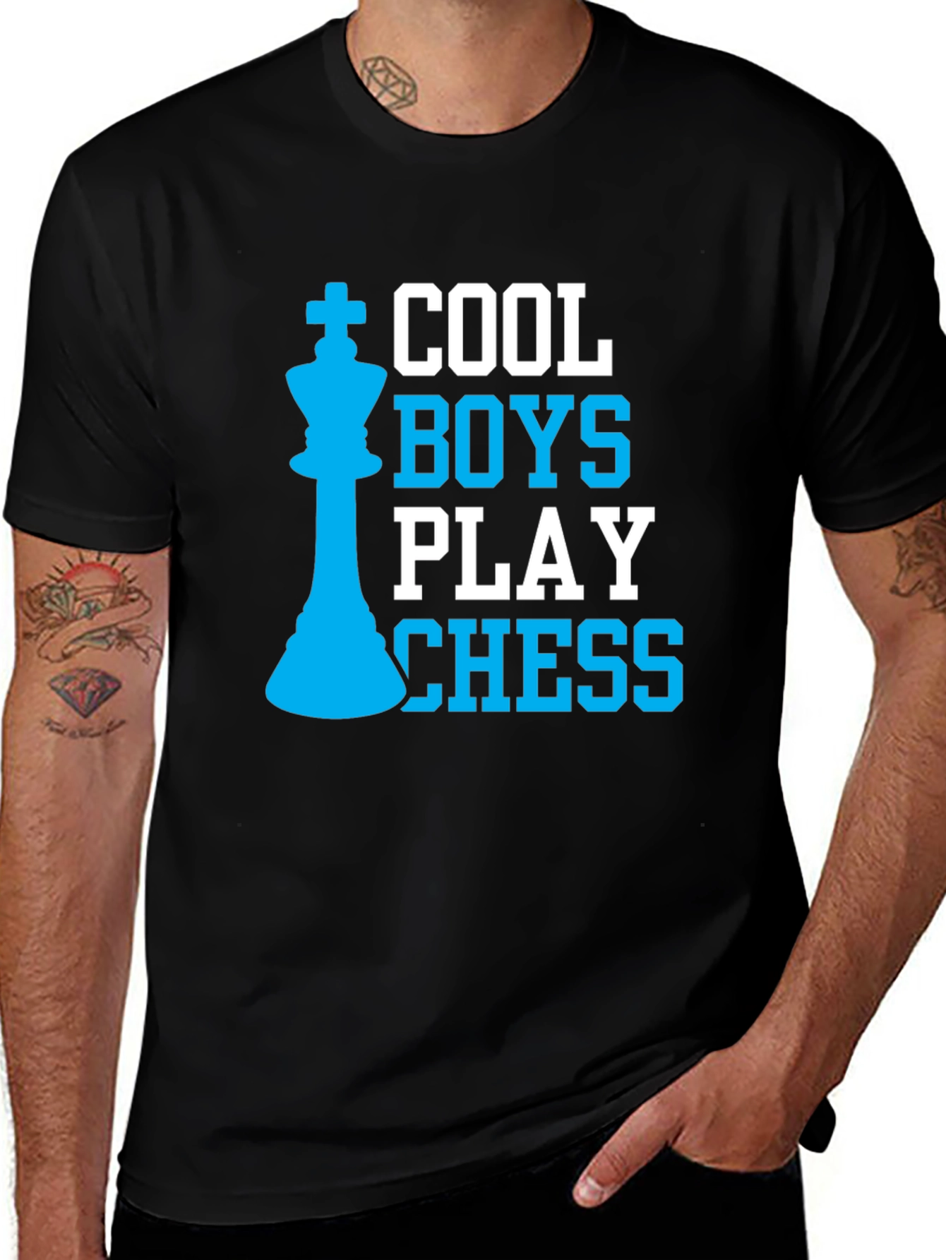 Variant 15 of Cool Boys Play Chess Graphic Tee - Black
