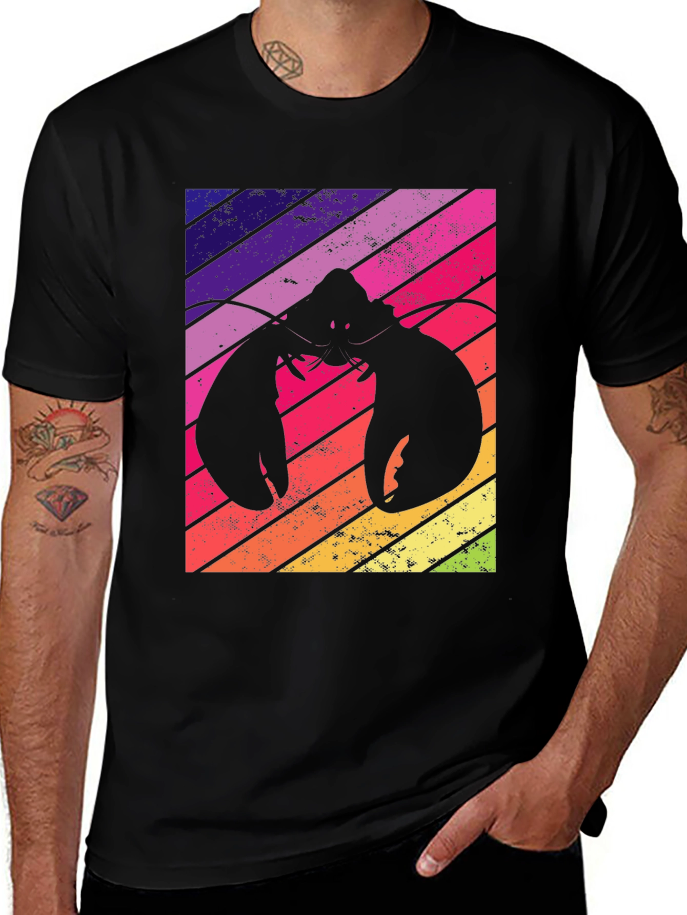 Variant 8 of Retro Lobster Graphic Tee - Black Casual T-Shirt